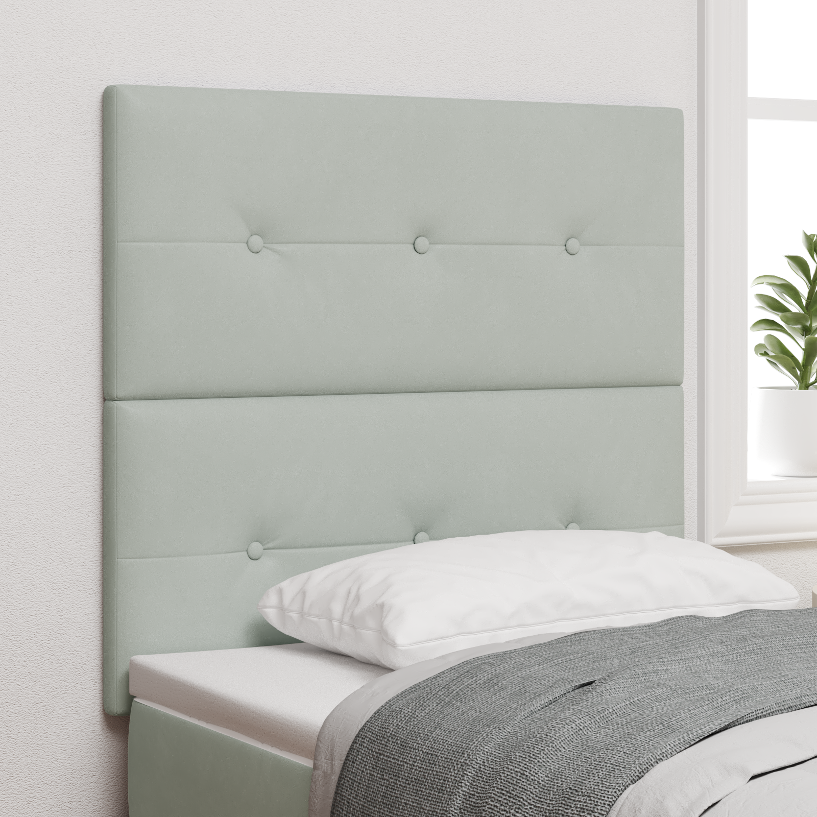 vidaXL Tăblie cap cu lumini cu bandă LED Gri deschis 80 cm Catifea