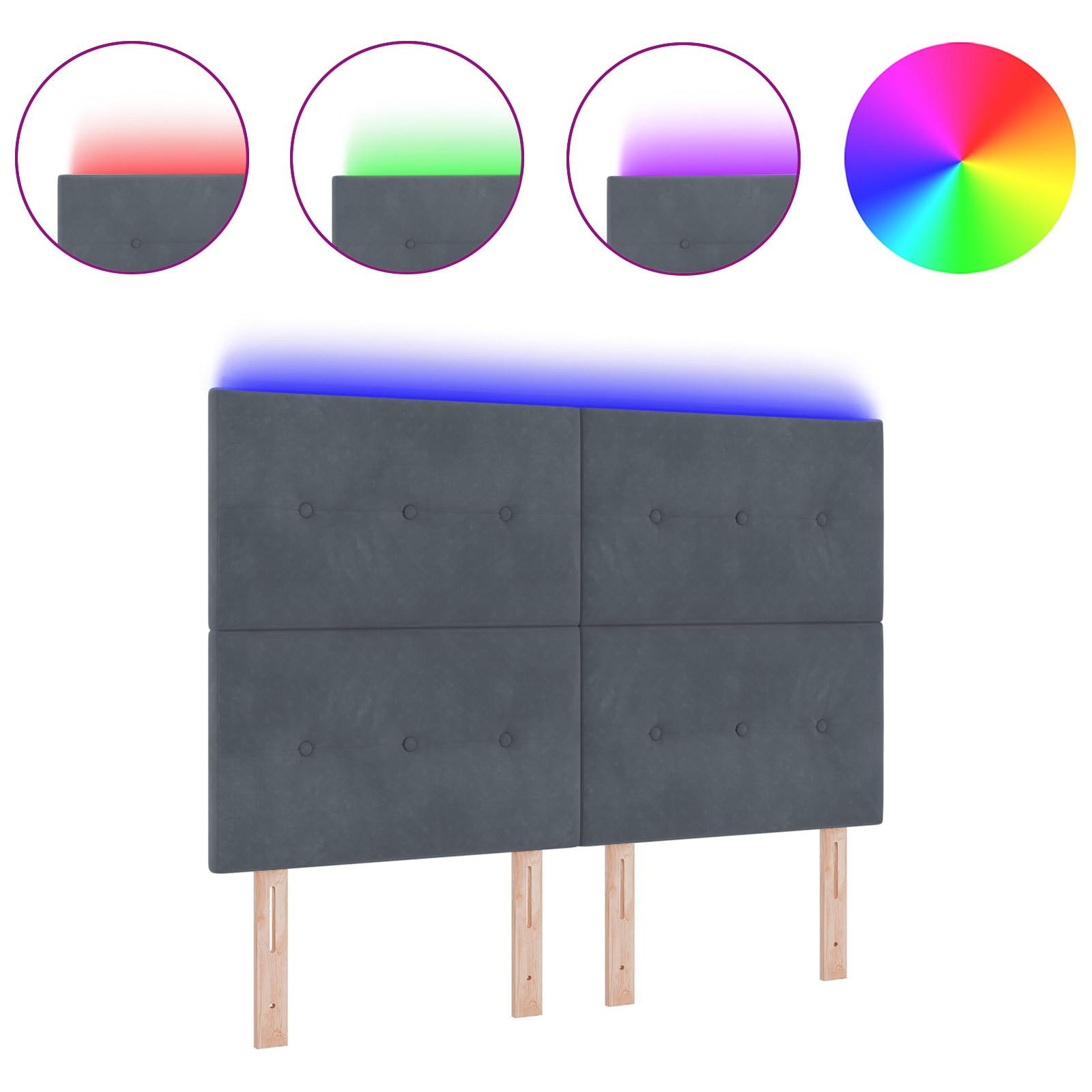 vidaXL Tăblie cap cu lumini cu bandă LED Ajustabil Gri 80 cm Catifea vidaXL Tăblie cap cu lumini cu bandă LED Ajustabil Gri 80 cm Catifea