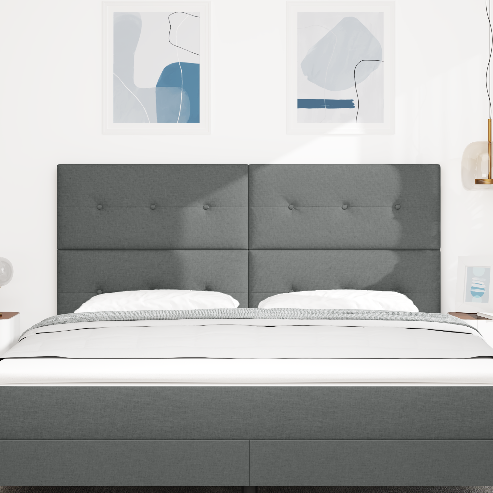 vidaXL Cap pentru pat LED Gri închis de 90 cm, din țesătură vidaXL Cap pentru pat LED Gri închis de 90 cm, din țesătură