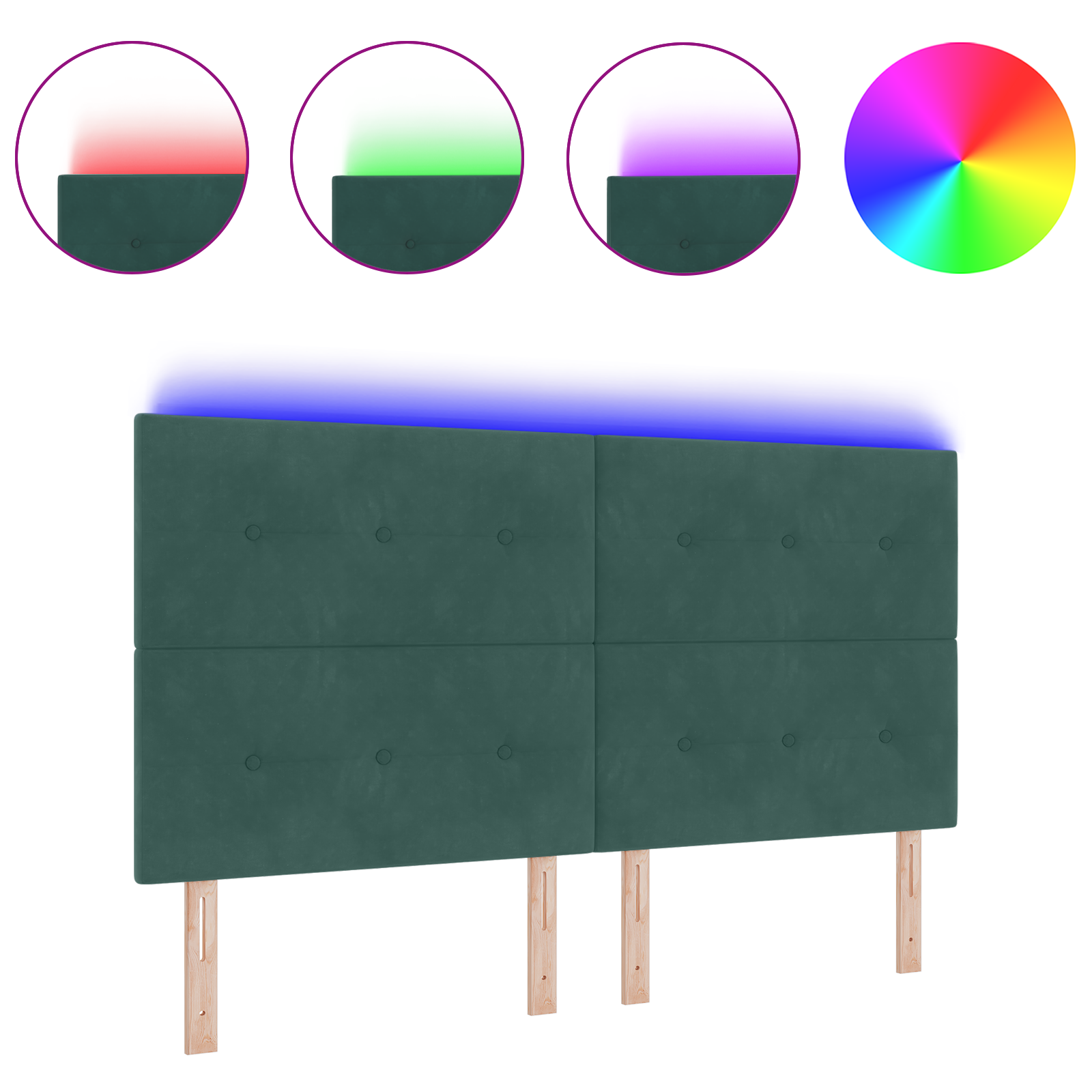 vidaXL Tăblie cap cu lumini cu bandă LED Ajustabil Verde 90 cm Catifea vidaXL Tăblie cap cu lumini cu bandă LED Ajustabil Verde 90 cm Catifea