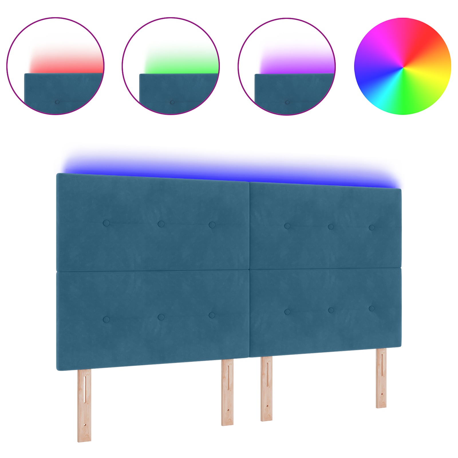 vidaXL Headboard cu LED Albastru Întunecat 90 cm Catifea vidaXL Headboard cu LED Albastru Întunecat 90 cm Catifea