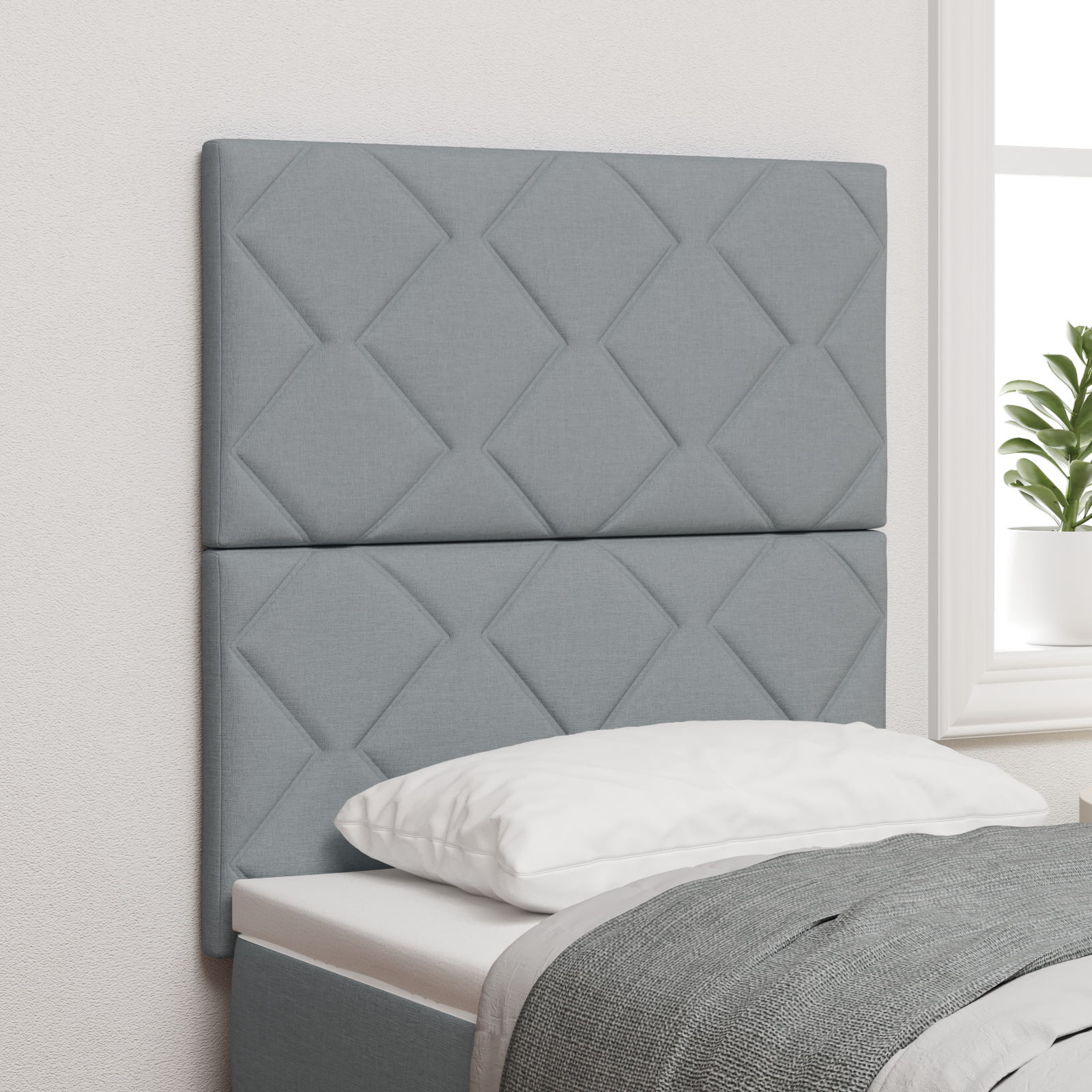 Cap de pat LED vidaXL cu design de blocuri în formă de diamant gri deschis 80 cm țesătură Cap de pat LED vidaXL cu design de blocuri în formă de diamant gri deschis 80 cm țesătură