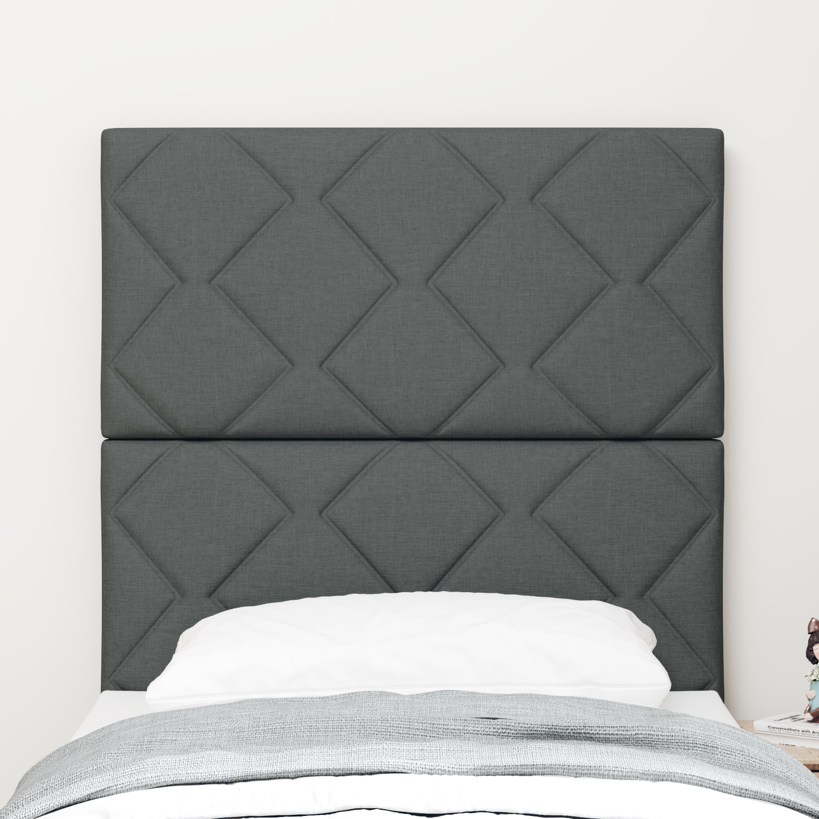 Tablă de Pat LED vidaXL Design Blocuri Diamant Gri Închis 80 cm Țesătură Tablă de Pat LED vidaXL Design Blocuri Diamant Gri Închis 80 cm Țesătură