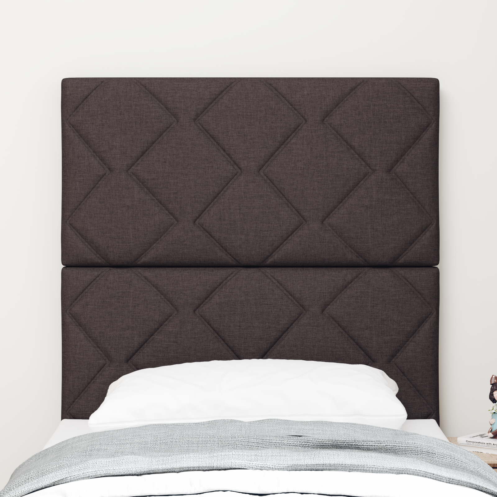Tăblie LED vidaXL Design cu Blocuri Diamante Maro închis 80 cm Țesătură Tăblie LED vidaXL Design cu Blocuri Diamante Maro închis 80 cm Țesătură