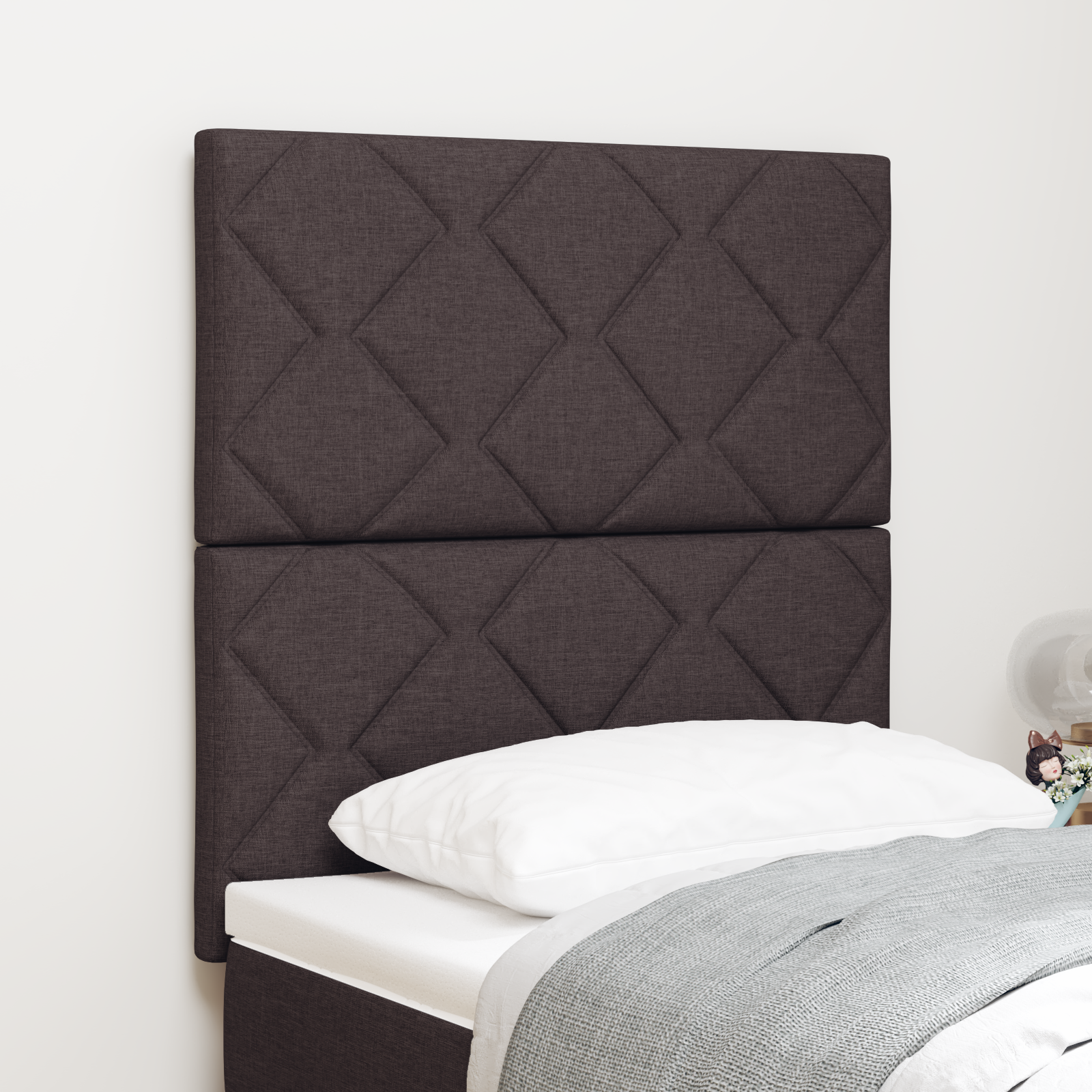 Tăblie LED vidaXL Design cu Blocuri Diamante Maro închis 80 cm Țesătură Tăblie LED vidaXL Design cu Blocuri Diamante Maro închis 80 cm Țesătură