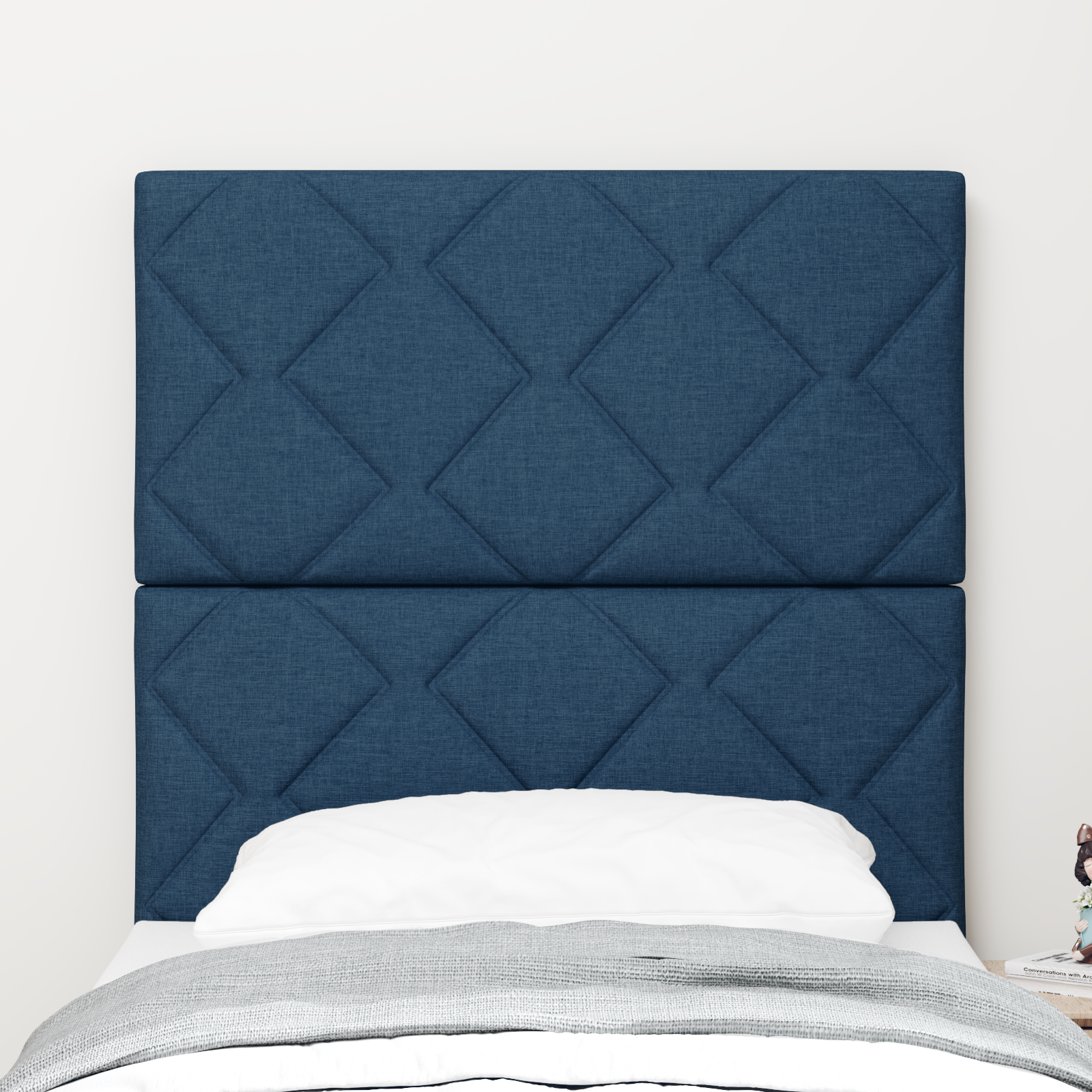 Cap de pat LED vidaXL cu blocuri diamantate Albastru 80 cm Țesătură Cap de pat LED vidaXL cu blocuri diamantate Albastru 80 cm Țesătură