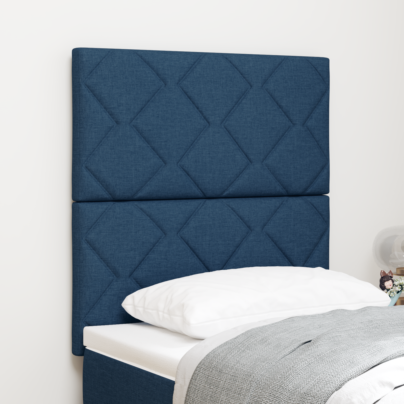 Cap de pat LED vidaXL cu blocuri diamantate Albastru 80 cm Țesătură Cap de pat LED vidaXL cu blocuri diamantate Albastru 80 cm Țesătură
