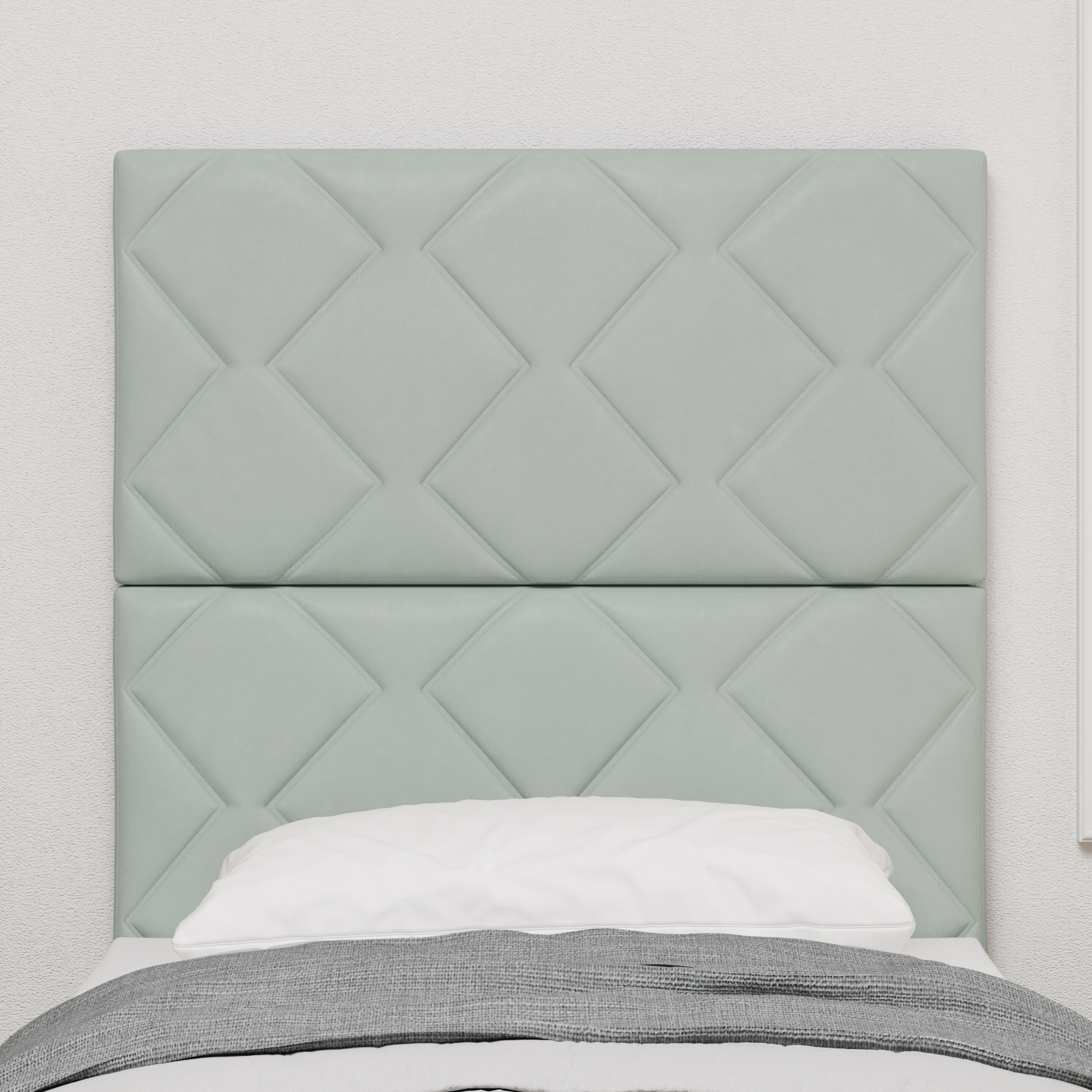 vidaXL Cap de pat cu LED, design diamant, blocuri gri deschis, 80 cm, din catifea. vidaXL Cap de pat cu LED, design diamant, blocuri gri deschis, 80 cm, din catifea.