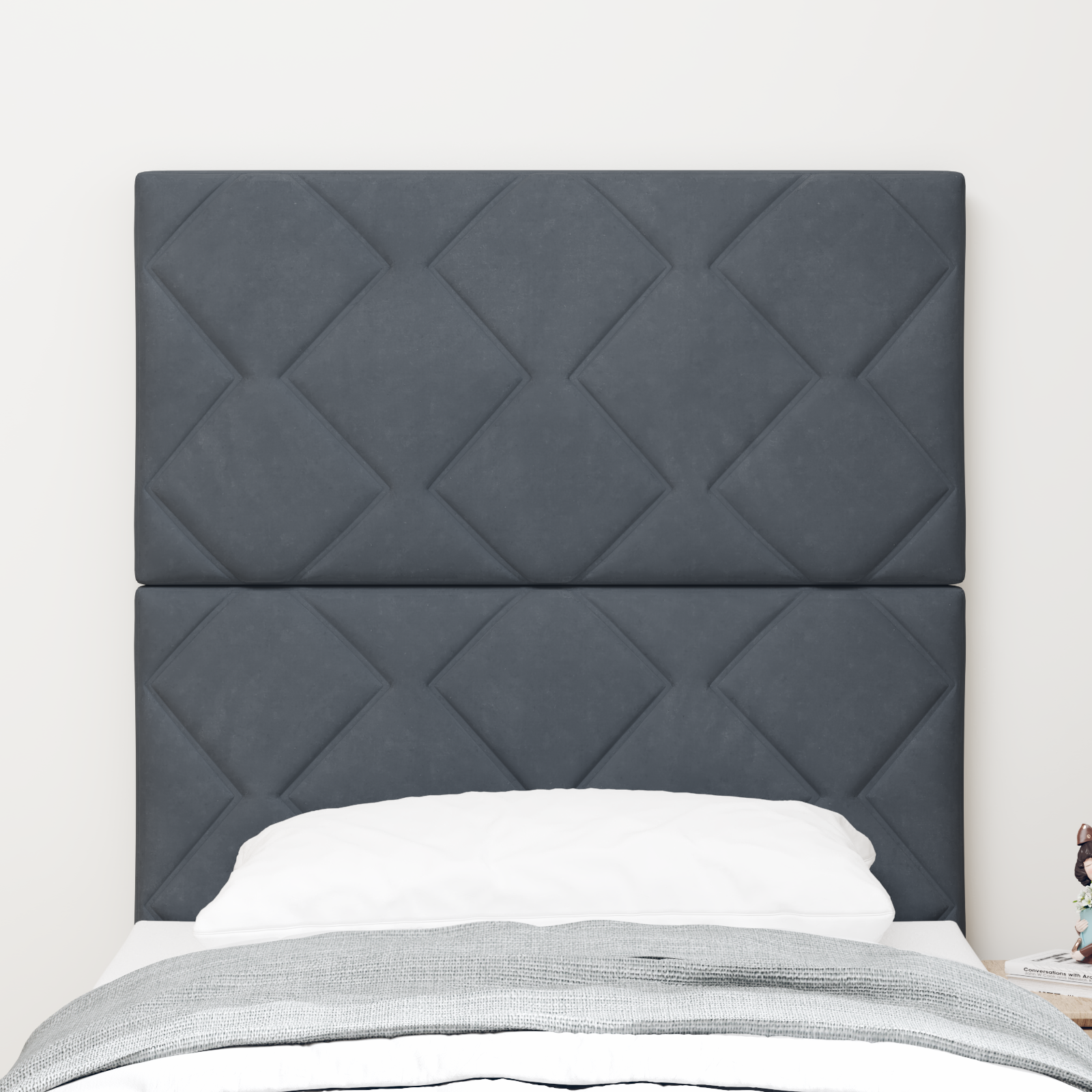 vidaXL Pătuț LED cu Design în Formă de Diamante, Gri Întunecat, 80 cm, Catifea vidaXL Pătuț LED cu Design în Formă de Diamante, Gri Întunecat, 80 cm, Catifea