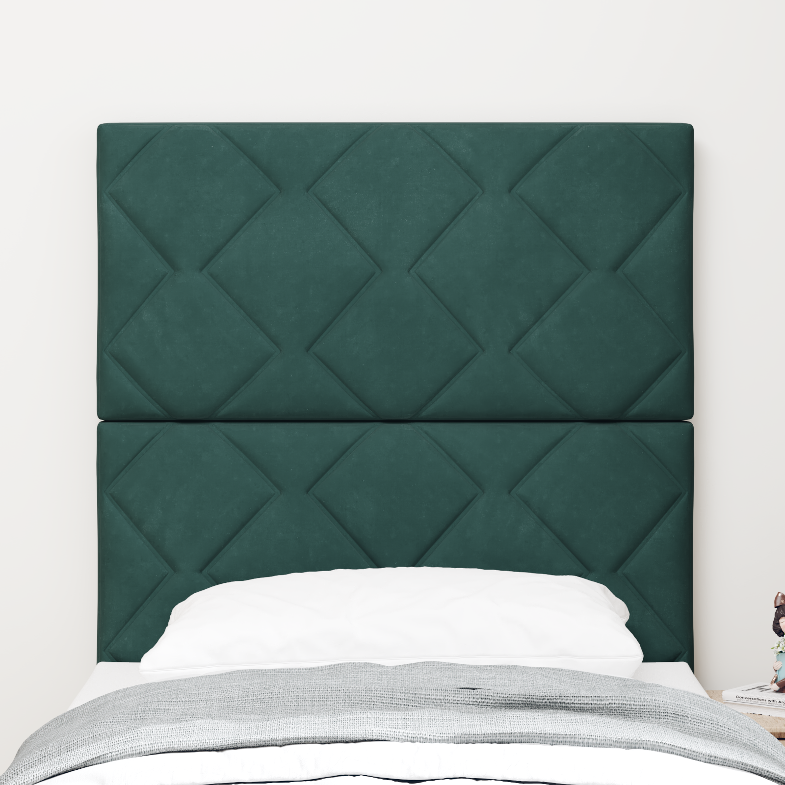 vidaXL Cap de pat LED cu design de blocuri de diamant, verde închis, 80 cm
