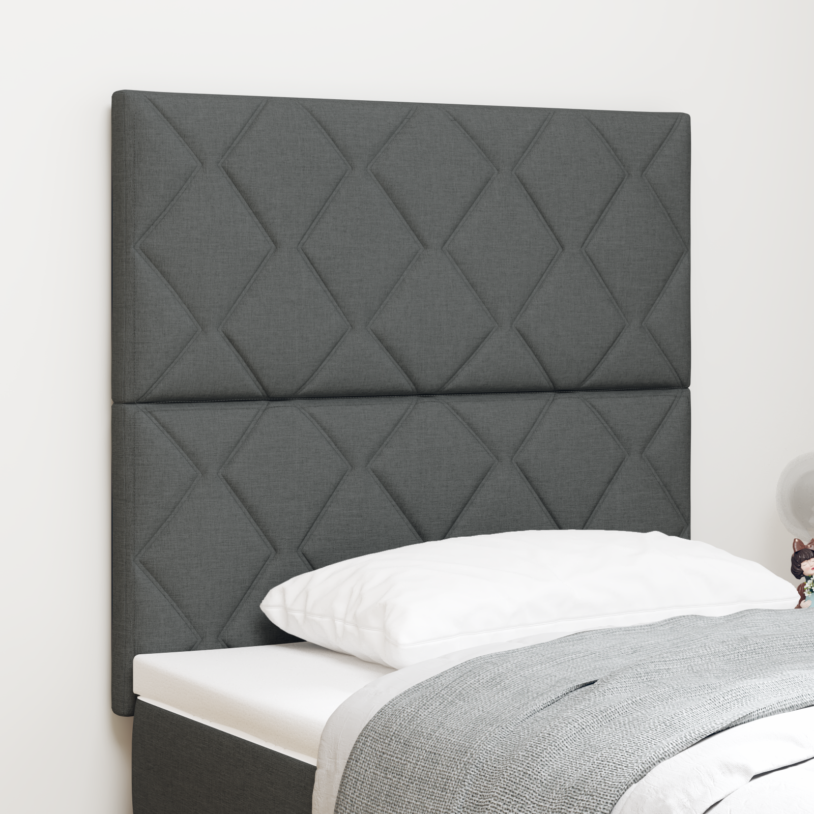 Căpătâi LED vidaXL Design cu blocuri de diamant Gri închis 90 cm țesătură Căpătâi LED vidaXL Design cu blocuri de diamant Gri închis 90 cm țesătură