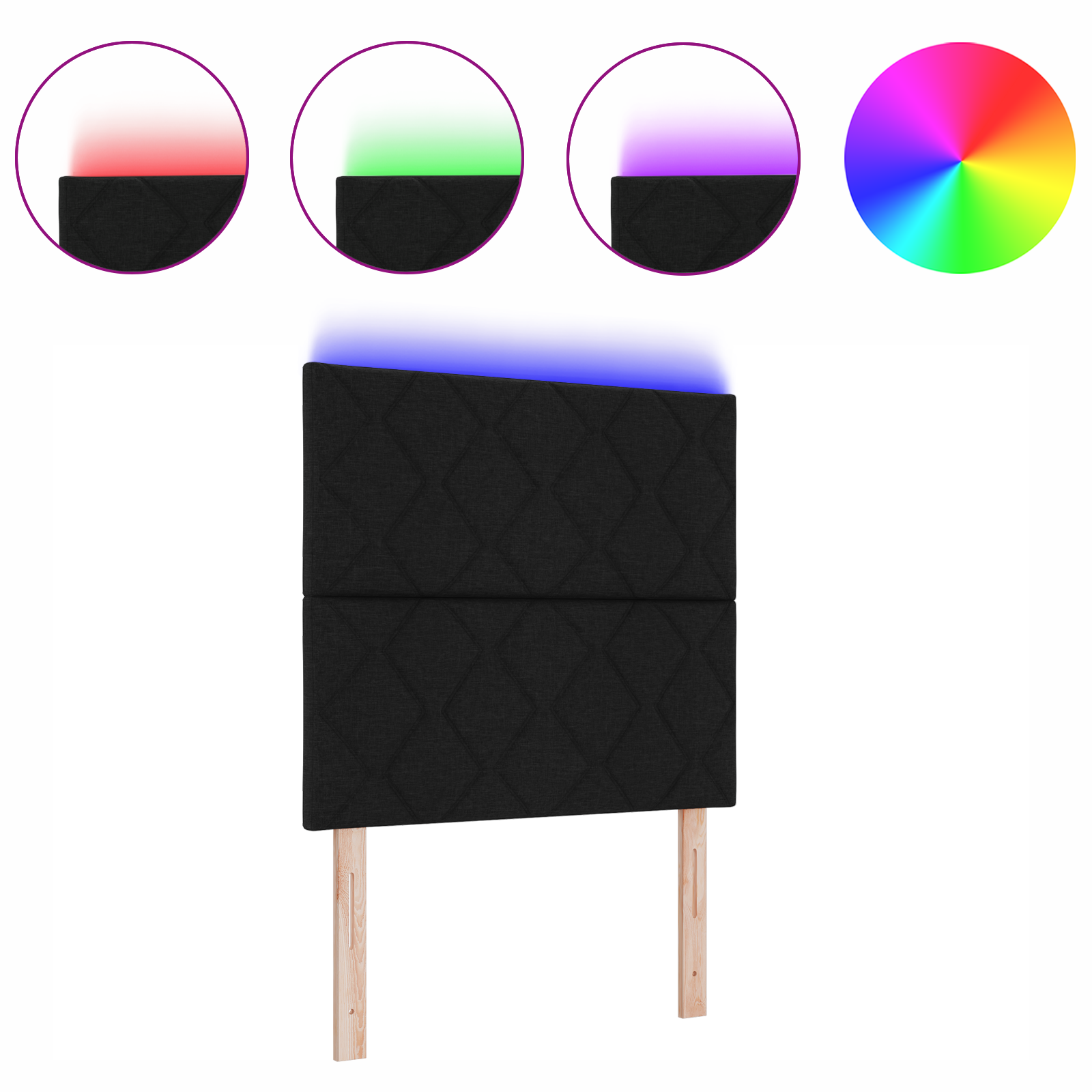 Cap de pat LED vidaXL design blocuri de diamant negru 90 cm țesătură Cap de pat LED vidaXL design blocuri de diamant negru 90 cm țesătură