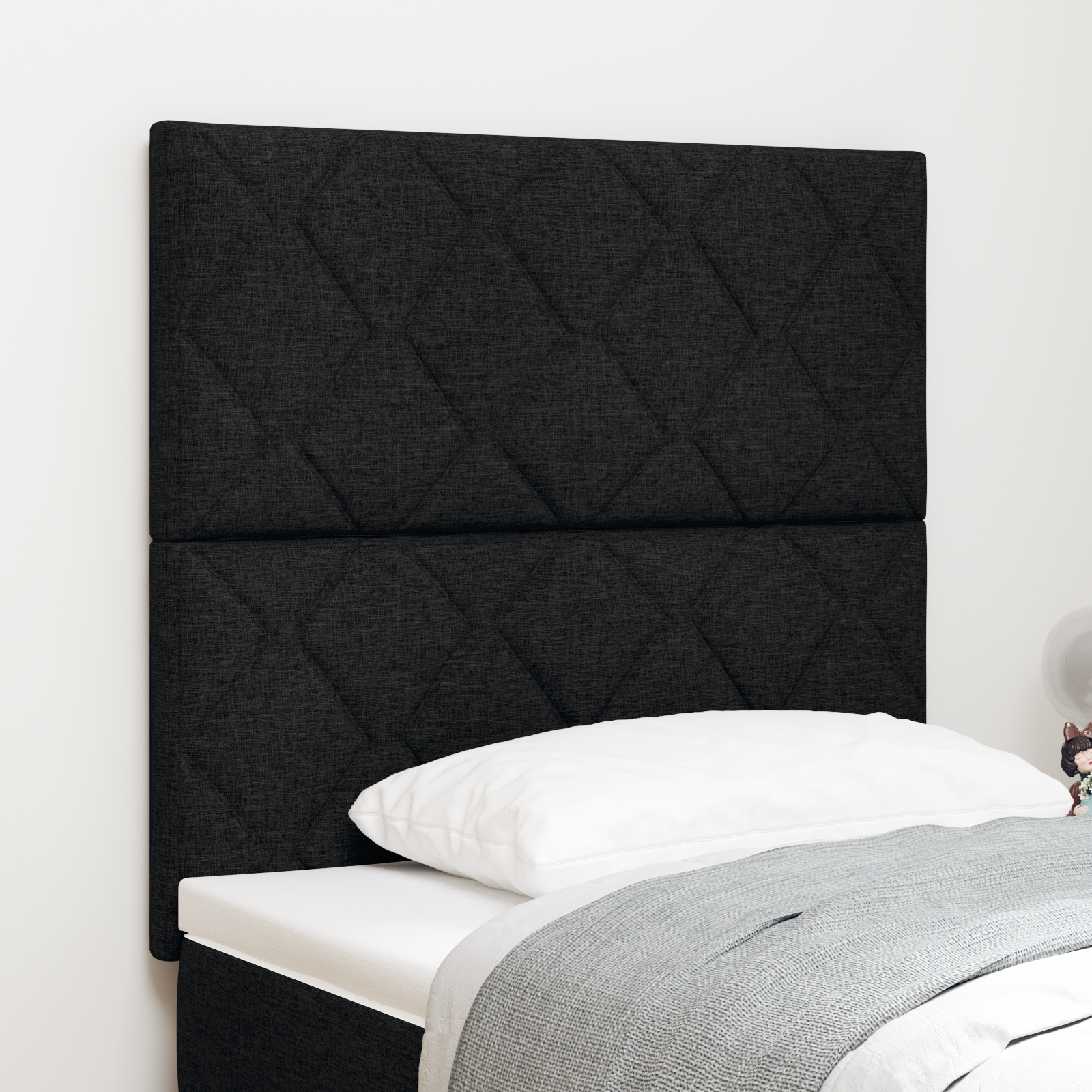 Cap de pat LED vidaXL design blocuri de diamant negru 90 cm țesătură Cap de pat LED vidaXL design blocuri de diamant negru 90 cm țesătură