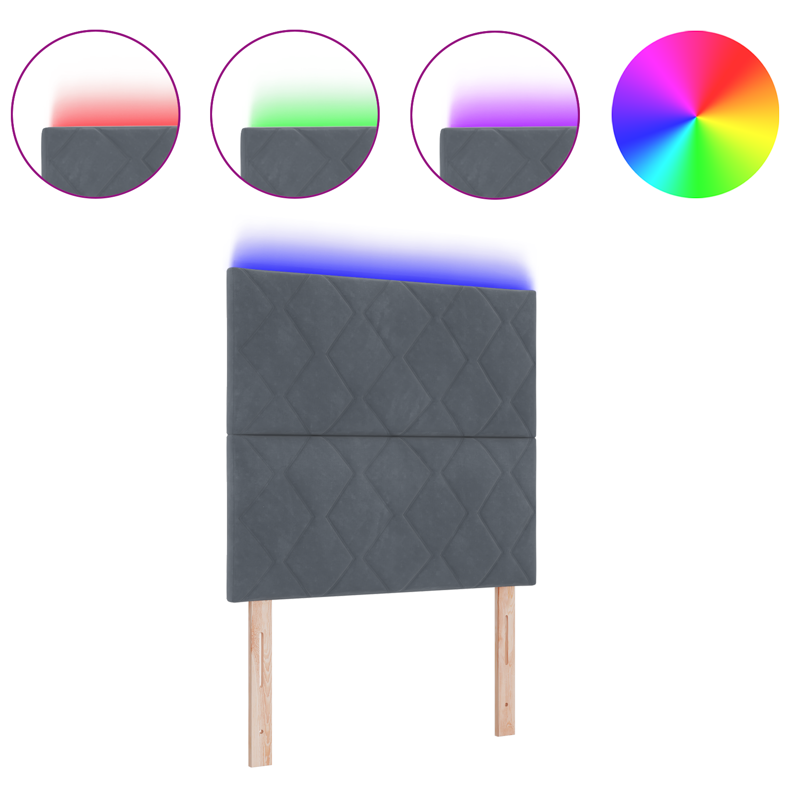 vidaXL Tăblie LED cu lumini cu bandă LED Gri închis 90 cm Catifea