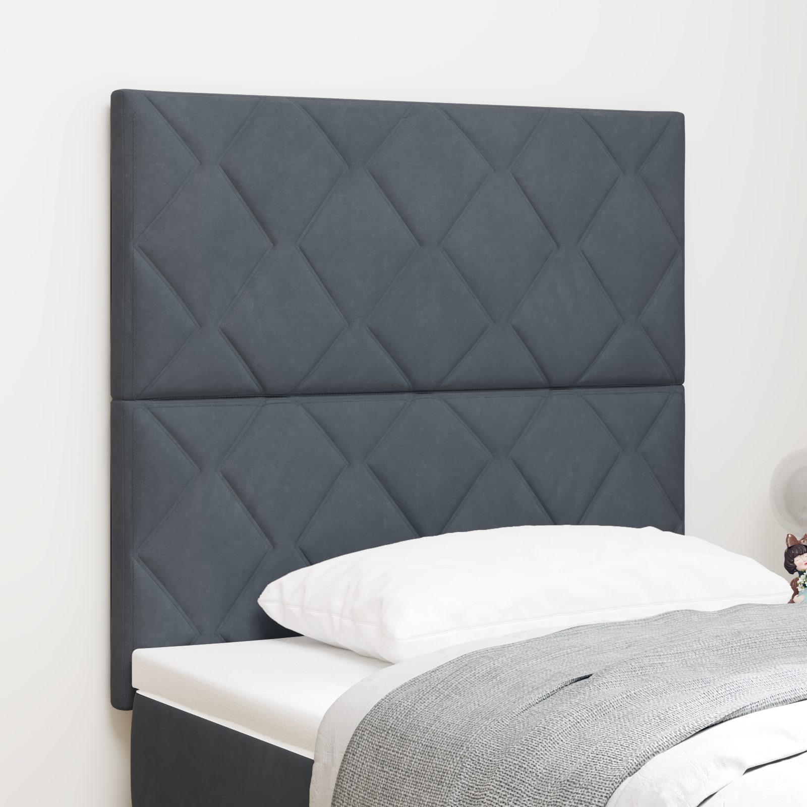 vidaXL Tăblie LED cu lumini cu bandă LED Gri închis 90 cm Catifea