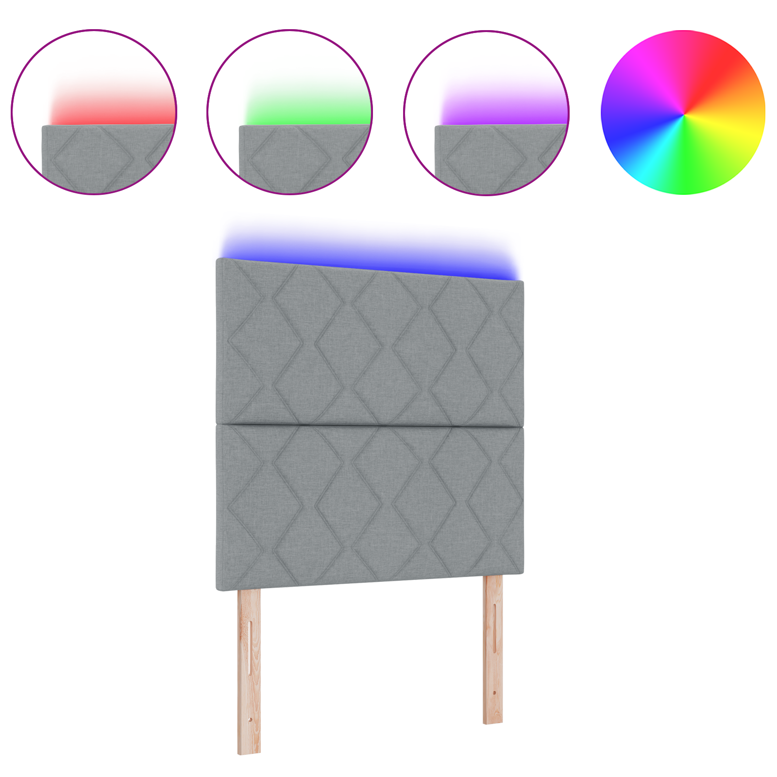 vidaXL LED Headboard Design cu blocuri de diamant Gri deschis 100 cm Țesătură vidaXL LED Headboard Design cu blocuri de diamant Gri deschis 100 cm Țesătură