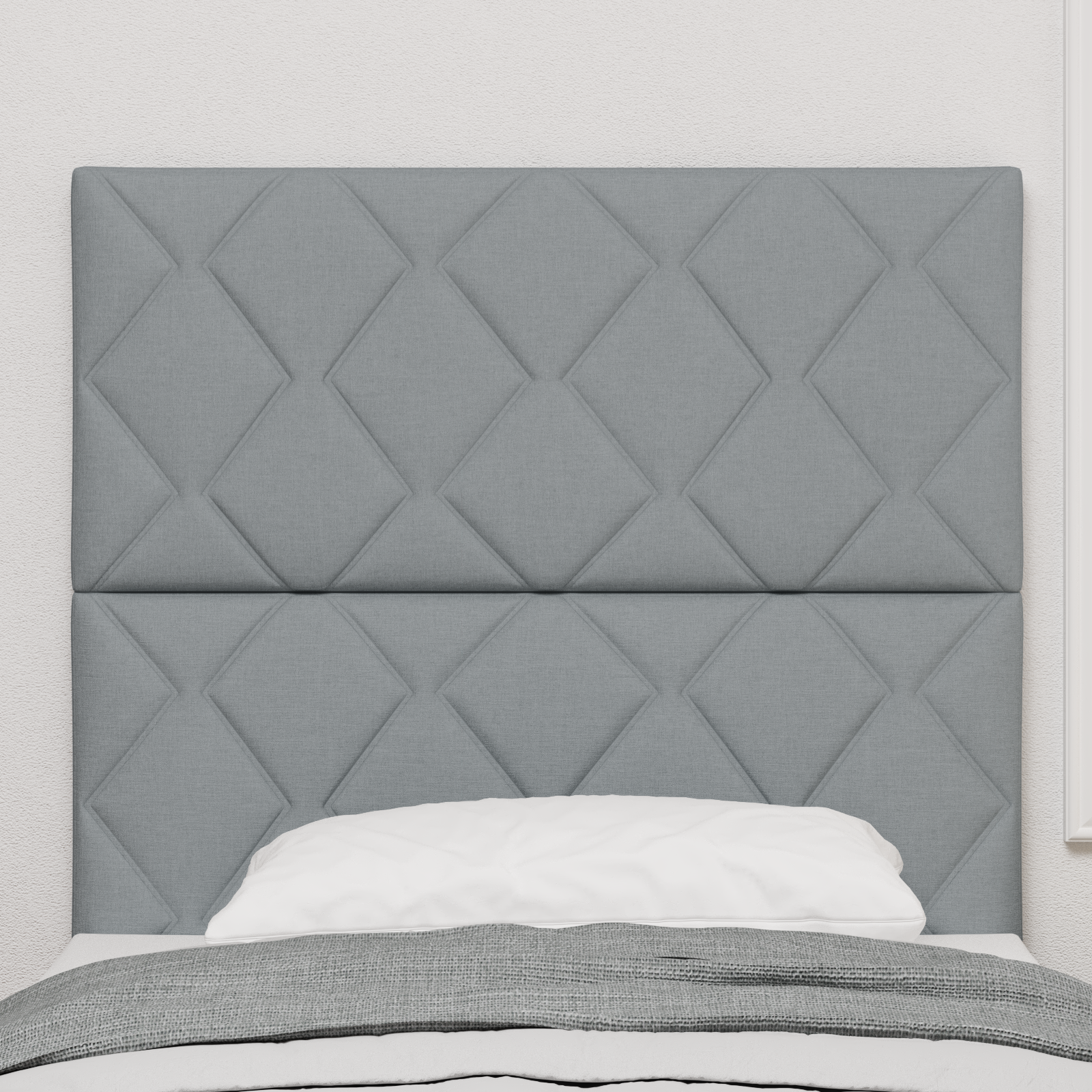 vidaXL LED Headboard Design cu blocuri de diamant Gri deschis 100 cm Țesătură vidaXL LED Headboard Design cu blocuri de diamant Gri deschis 100 cm Țesătură