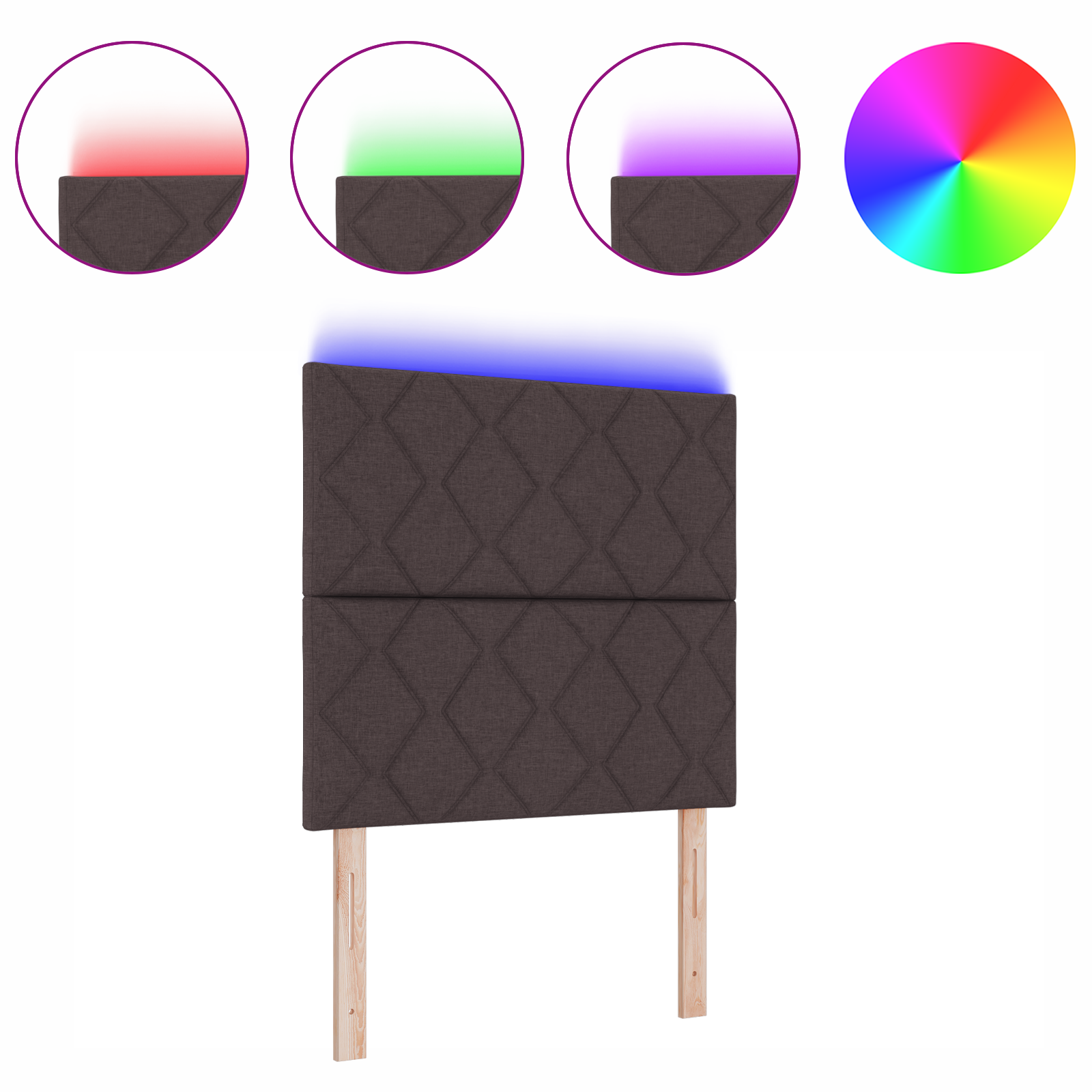 Cap de pat LED vidaXL cu design de blocuri diamantate în maro închis, 100 cm țesătură Cap de pat LED vidaXL cu design de blocuri diamantate în maro închis, 100 cm țesătură