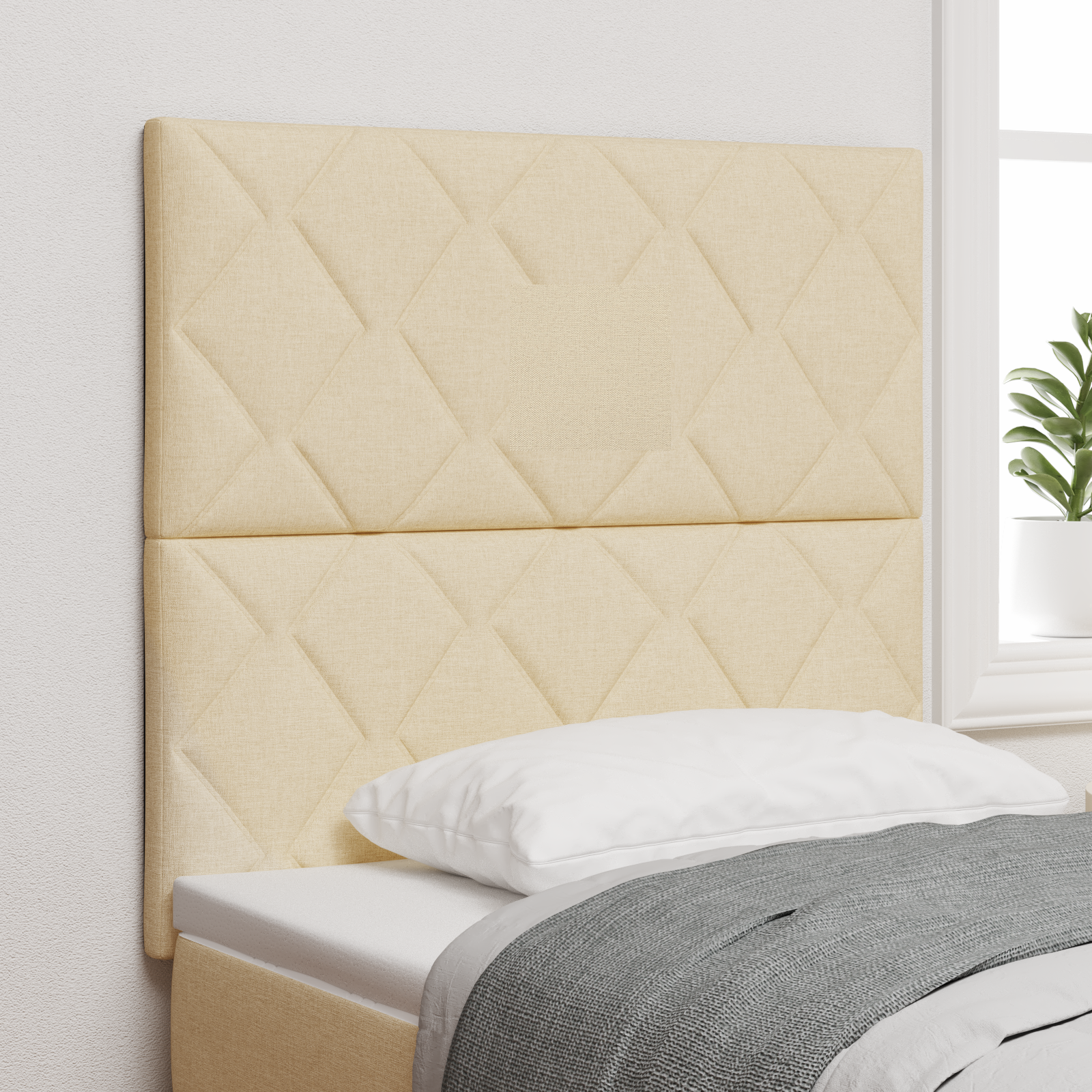 Cap de Pat LED vidaXL Design Blocuri de Diamante Crem 100 cm Țesătură Cap de Pat LED vidaXL Design Blocuri de Diamante Crem 100 cm Țesătură