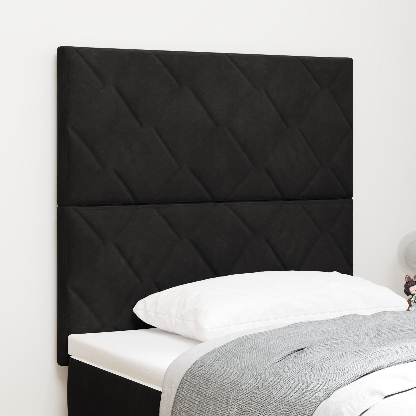 vidaXL Tăblie LED cu lumini cu bandă LED Manual Negru 100 cm Catifea
