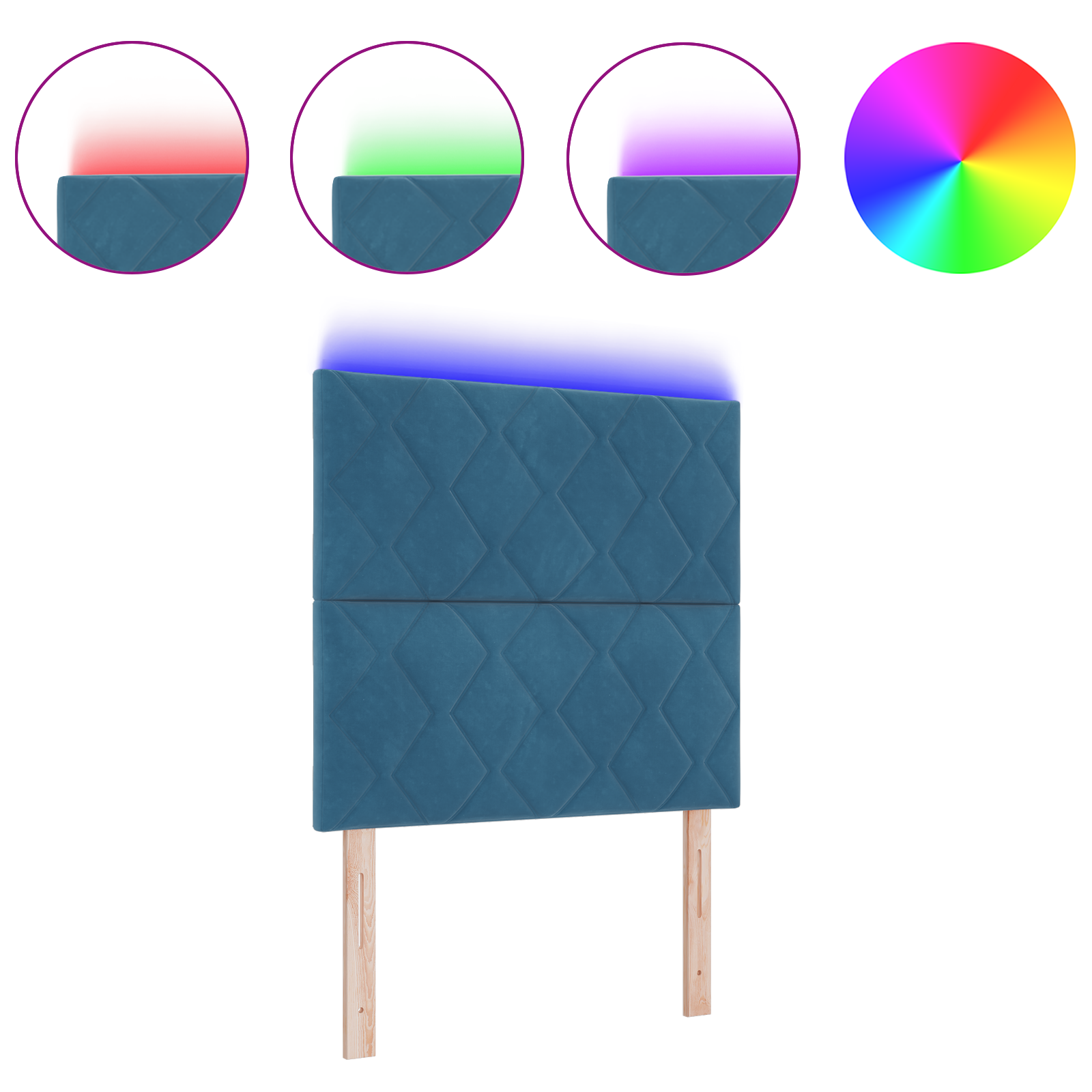 vidaXL Cap de pat LED , design cu blocuri diamond, albastru închis, 100 cm, din catifea vidaXL Cap de pat LED , design cu blocuri diamond, albastru închis, 100 cm, din catifea