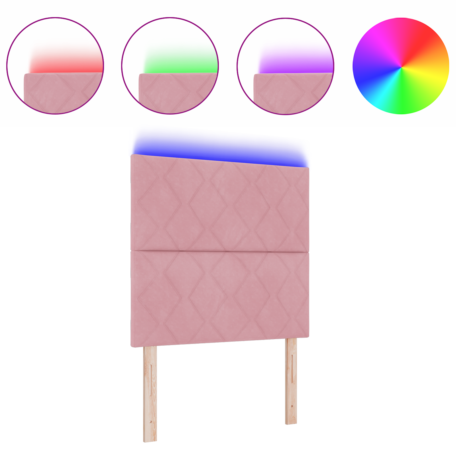 vidaXL Tăblie LED cu lumini cu bandă LED Geometric Roz 100 cm Catifea vidaXL Tăblie LED cu lumini cu bandă LED Geometric Roz 100 cm Catifea