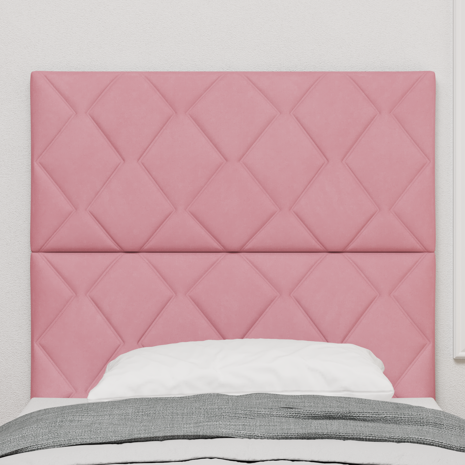 vidaXL Tăblie LED cu lumini cu bandă LED Geometric Roz 100 cm Catifea vidaXL Tăblie LED cu lumini cu bandă LED Geometric Roz 100 cm Catifea