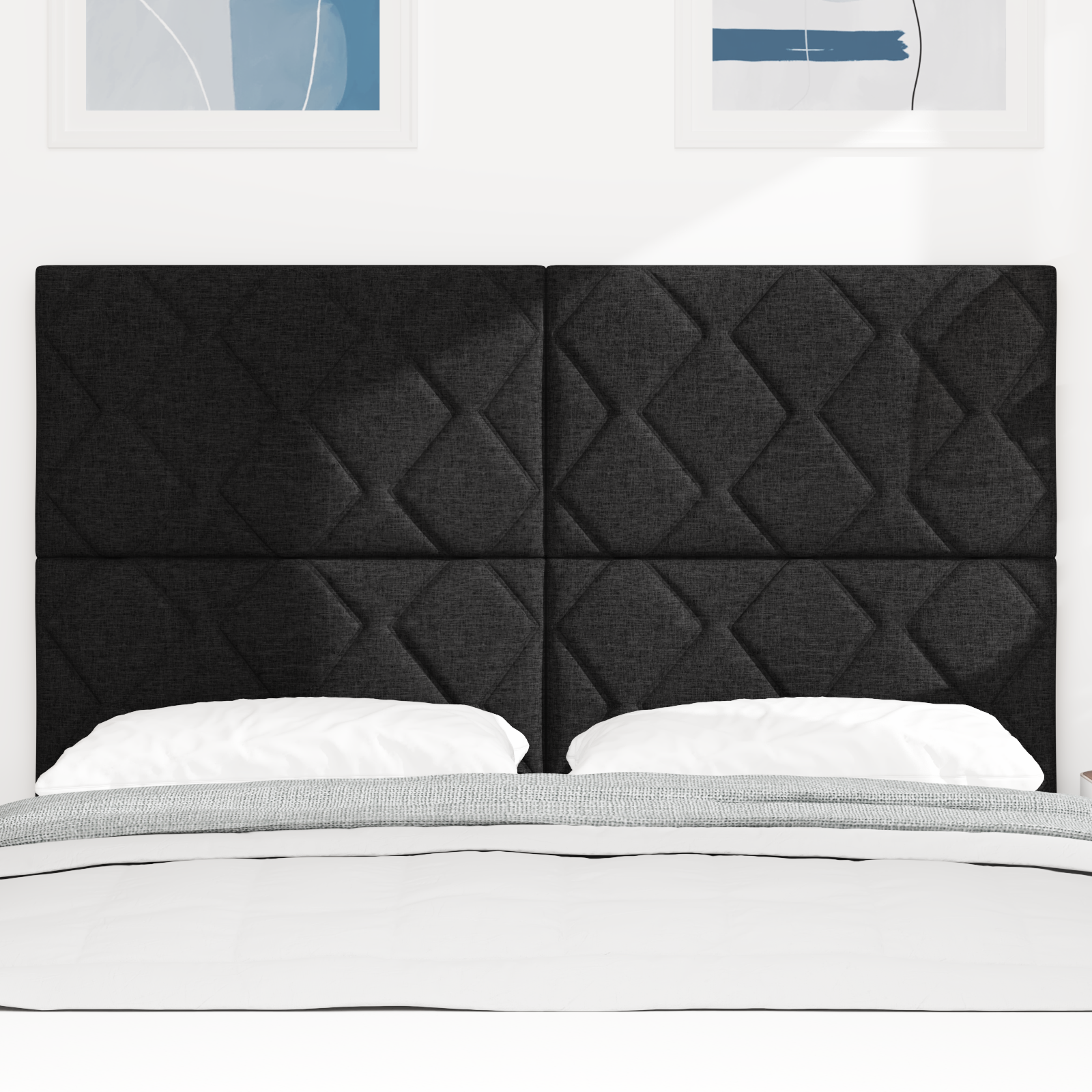 Capitonaj LED vidaXL Design blocuri diamant Negru 144 cm Țesătură Capitonaj LED vidaXL Design blocuri diamant Negru 144 cm Țesătură