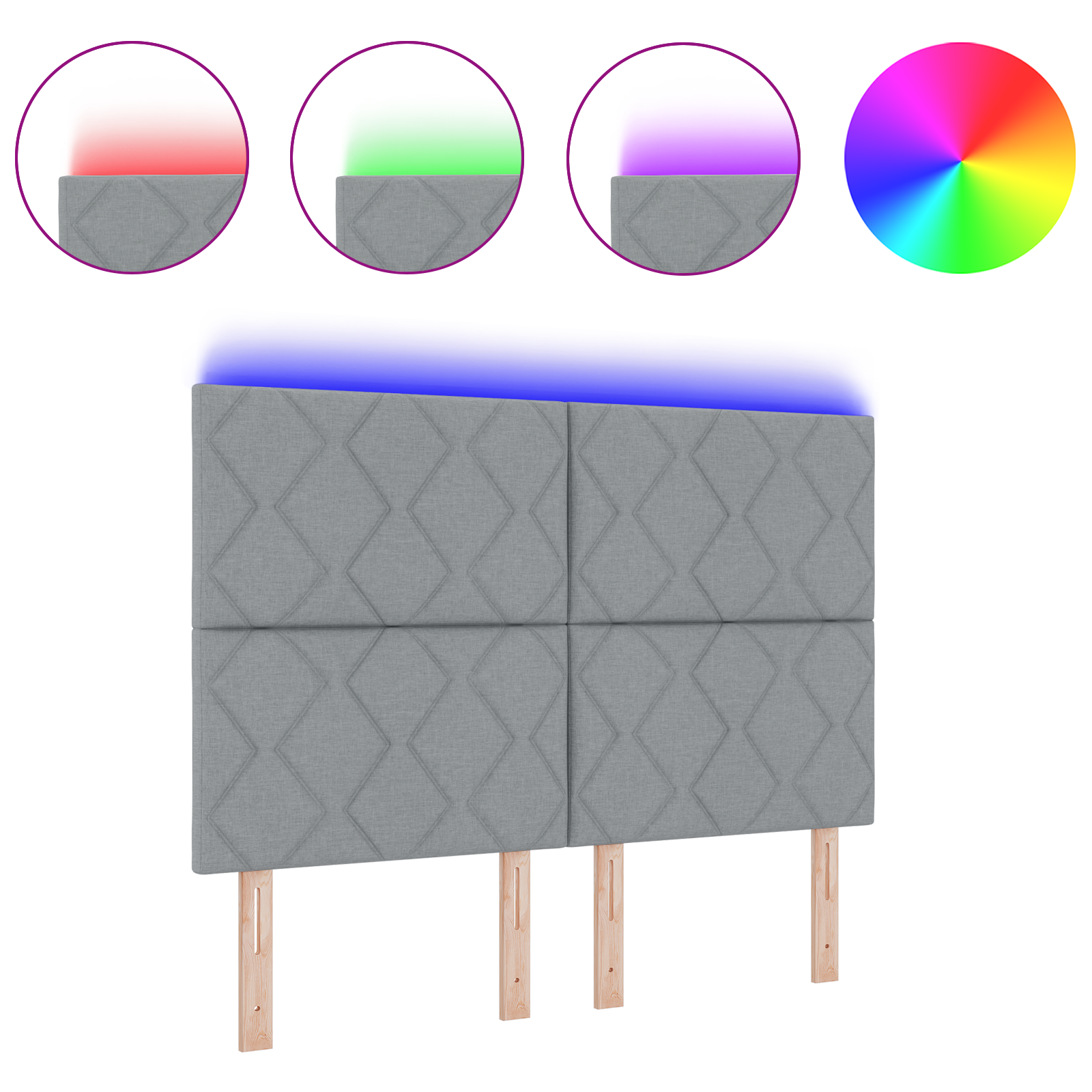 vidaXL Tăblie cap cu lumini cu bandă LED Gri deschis 160 cm țesătură vidaXL Tăblie cap cu lumini cu bandă LED Gri deschis 160 cm țesătură