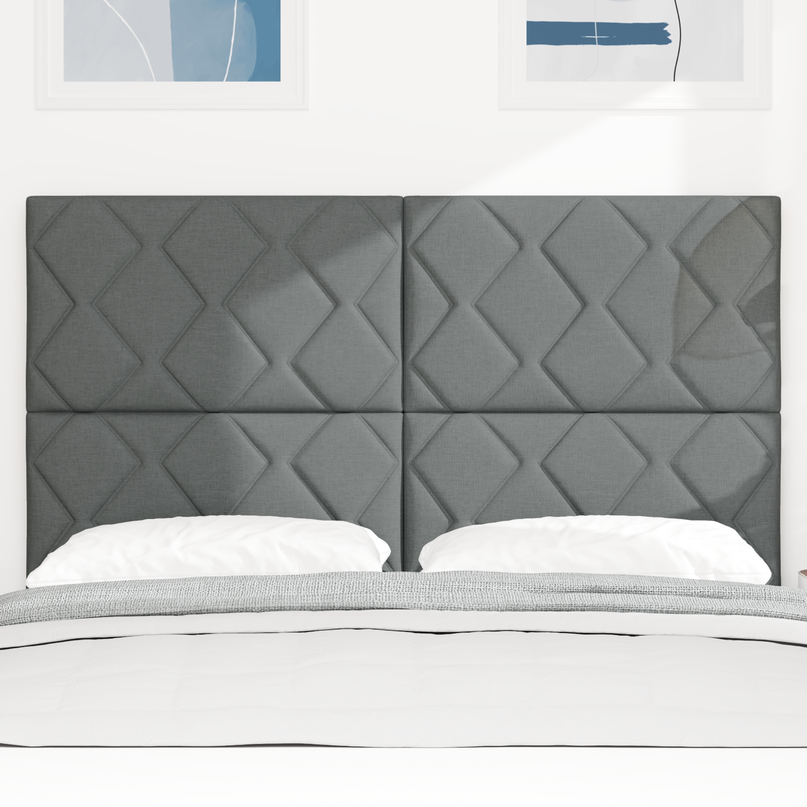 Cap de pat LED vidaXL cu design diamond gri închis 160 cm din țesătură Cap de pat LED vidaXL cu design diamond gri închis 160 cm din țesătură