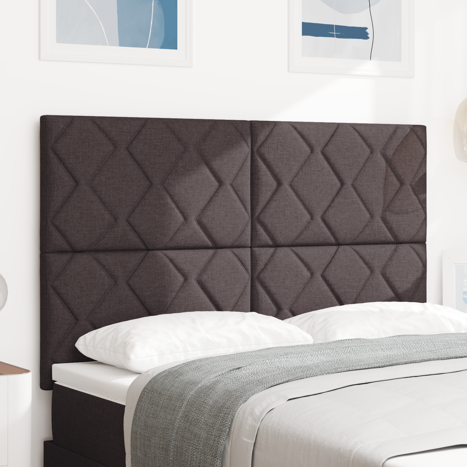 Cap de pat LED vidaXL Design Pătrățele Maro închis 160 cm din țesătură Cap de pat LED vidaXL Design Pătrățele Maro închis 160 cm din țesătură