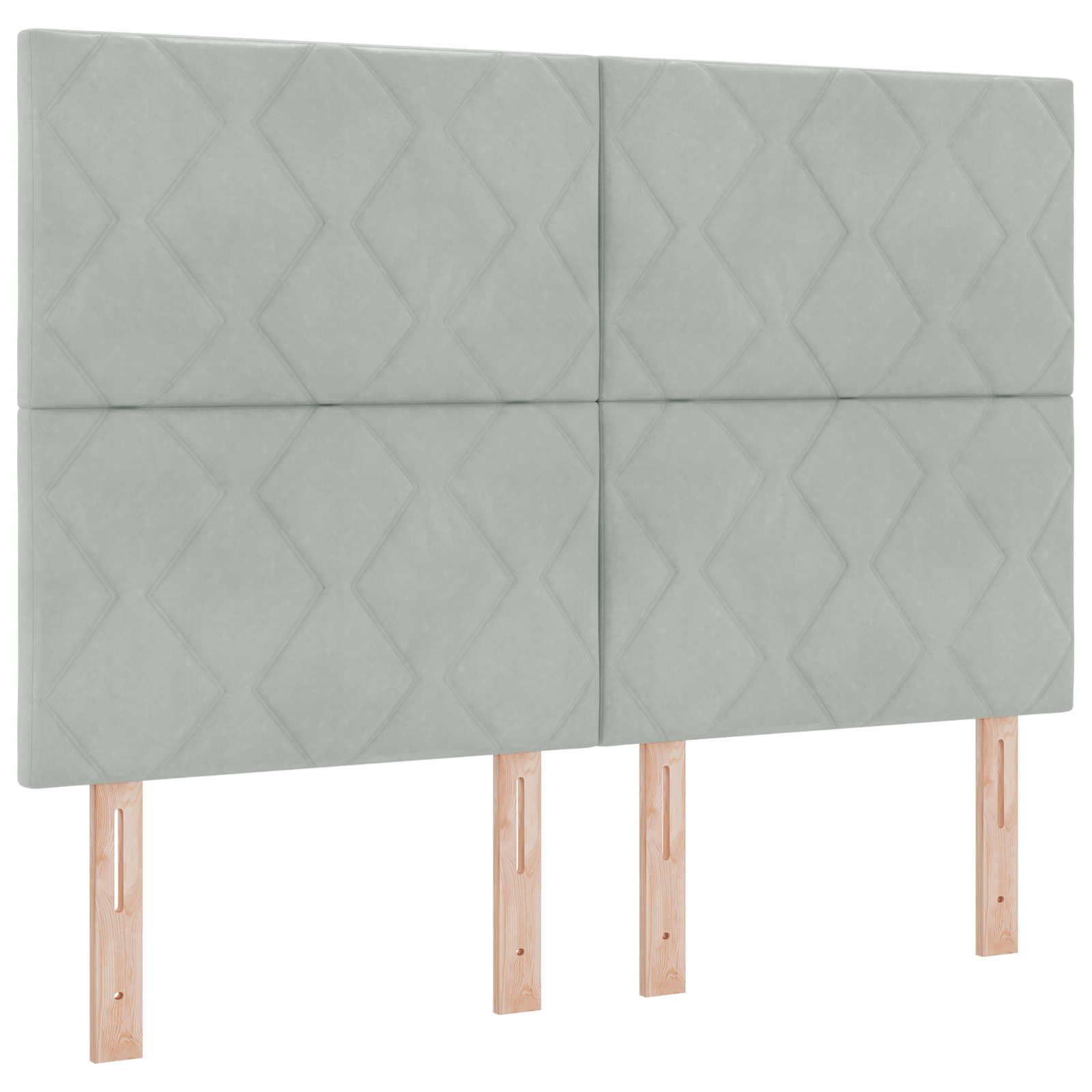 vidaXL Cap de pat LED, design blocuri diamant, gri deschis, 160 cm, din catifea