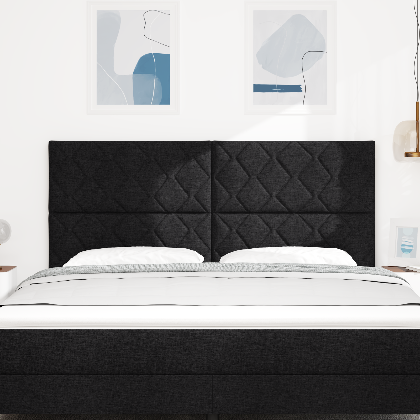 Cap de pat LED vidaXL design cu blocuri de diamant Negru 180 cm Țesătură Cap de pat LED vidaXL design cu blocuri de diamant Negru 180 cm Țesătură