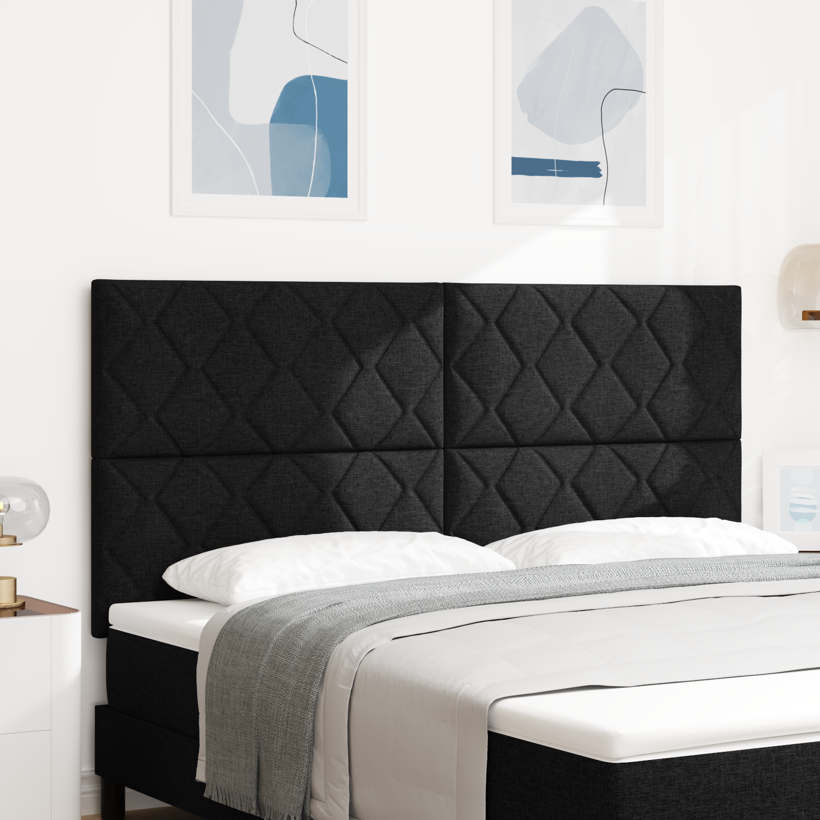 Cap de pat LED vidaXL design cu blocuri de diamant Negru 180 cm Țesătură Cap de pat LED vidaXL design cu blocuri de diamant Negru 180 cm Țesătură