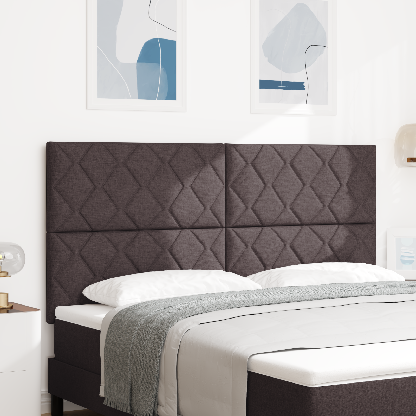 vidaXL Tăbliță LED Design Blocuri de Diamant Maro închis 180 cm Țesătură vidaXL Tăbliță LED Design Blocuri de Diamant Maro închis 180 cm Țesătură