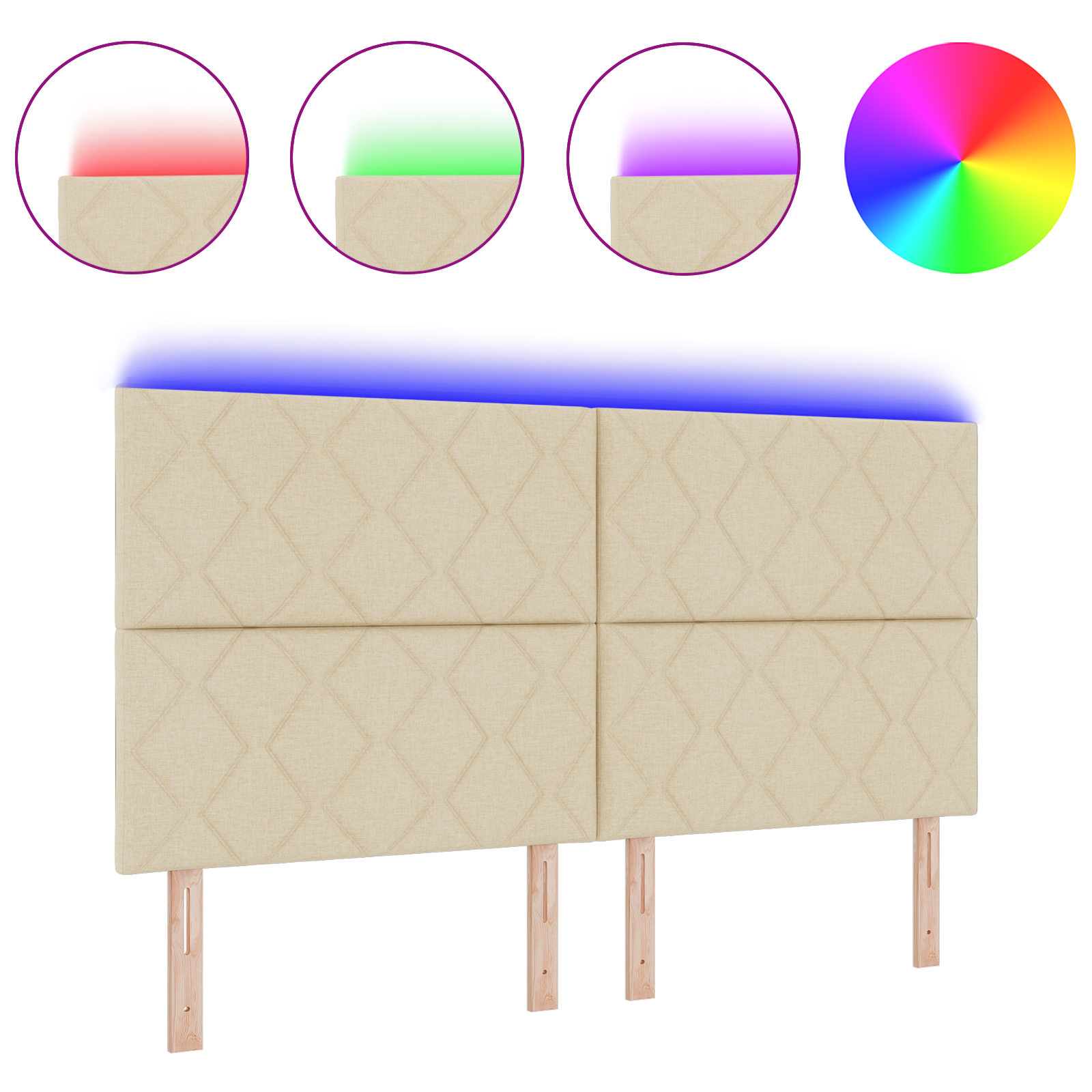 vidaXL Tăblie cap cu lumini cu bandă LED Crem 180 cm țesătură vidaXL Tăblie cap cu lumini cu bandă LED Crem 180 cm țesătură