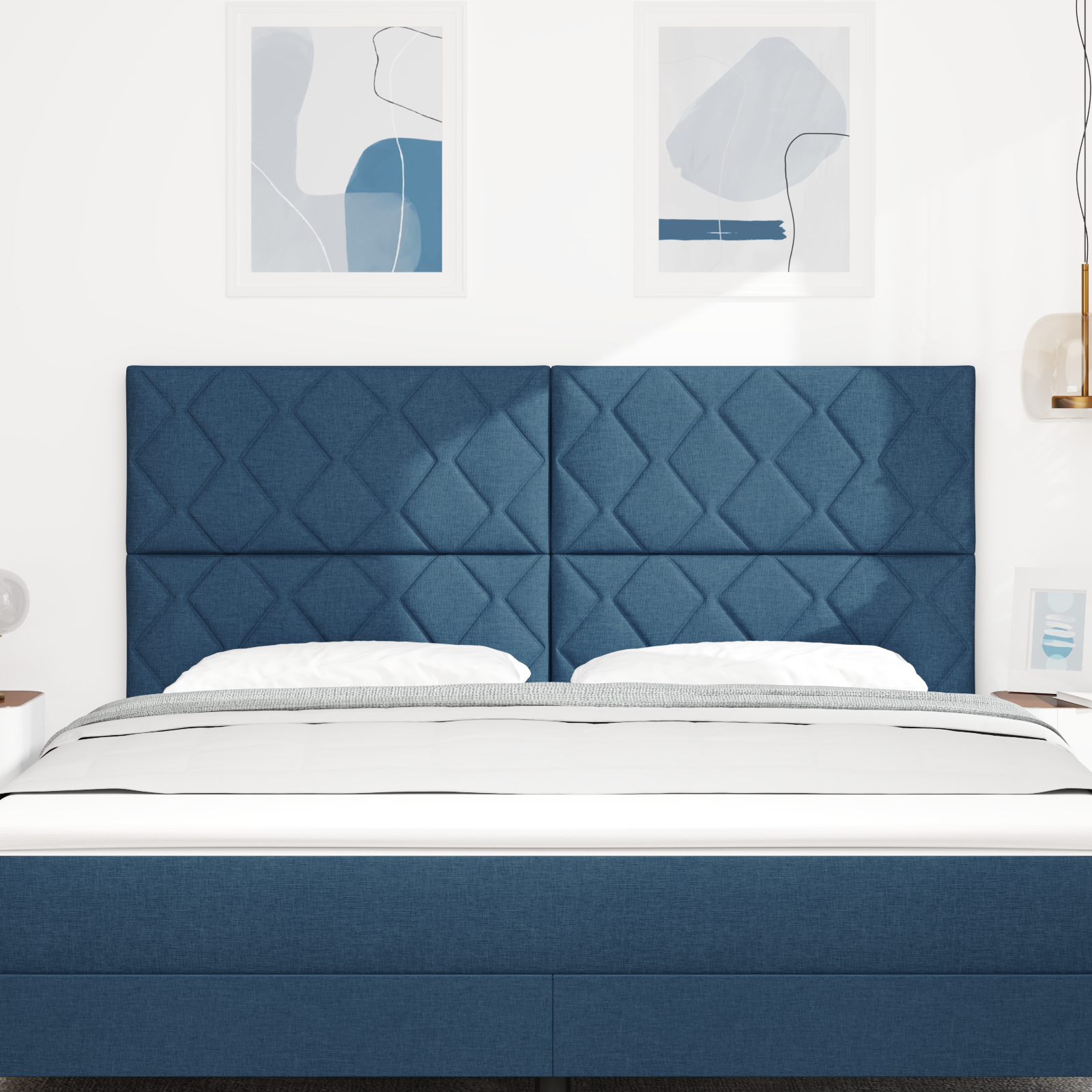 Cap de pat LED vidaXL Design Diamante Blocuri Albastru 180 cm Țesătură Cap de pat LED vidaXL Design Diamante Blocuri Albastru 180 cm Țesătură
