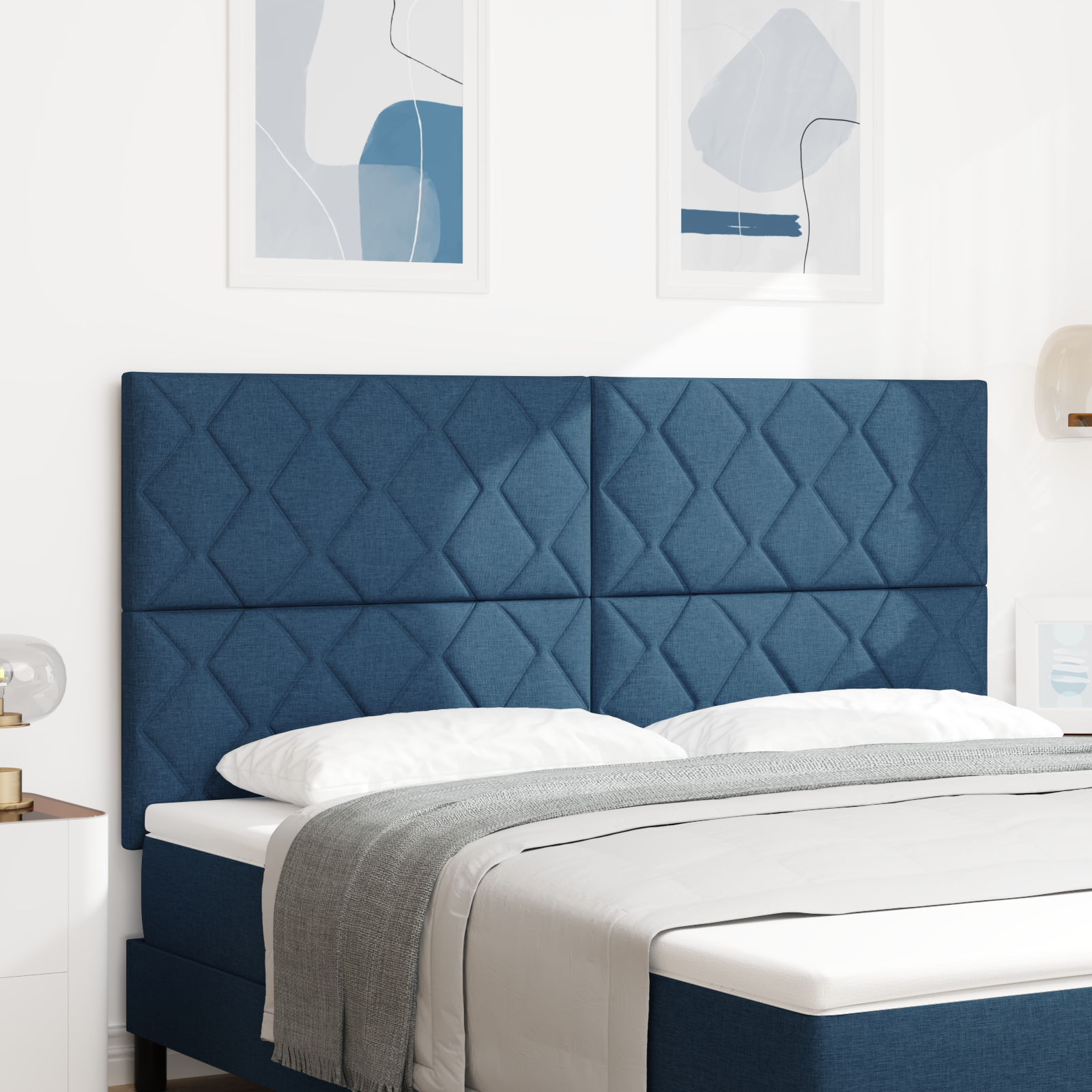 Cap de pat LED vidaXL Design Diamante Blocuri Albastru 180 cm Țesătură Cap de pat LED vidaXL Design Diamante Blocuri Albastru 180 cm Țesătură