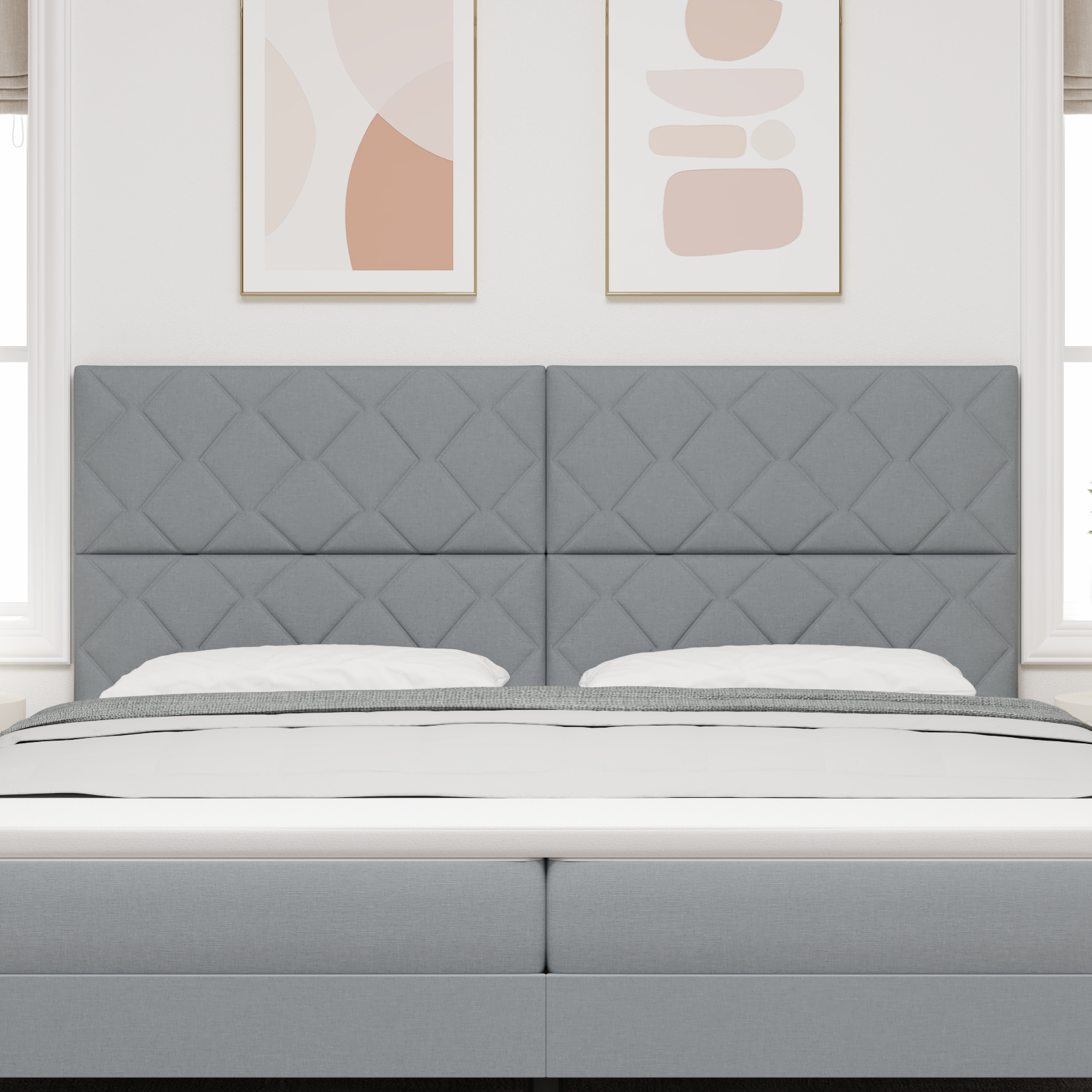 Cap de pat LED vidaXL Design cu blocuri de diamant Gri deschis 200 cm Țesătură Cap de pat LED vidaXL Design cu blocuri de diamant Gri deschis 200 cm Țesătură