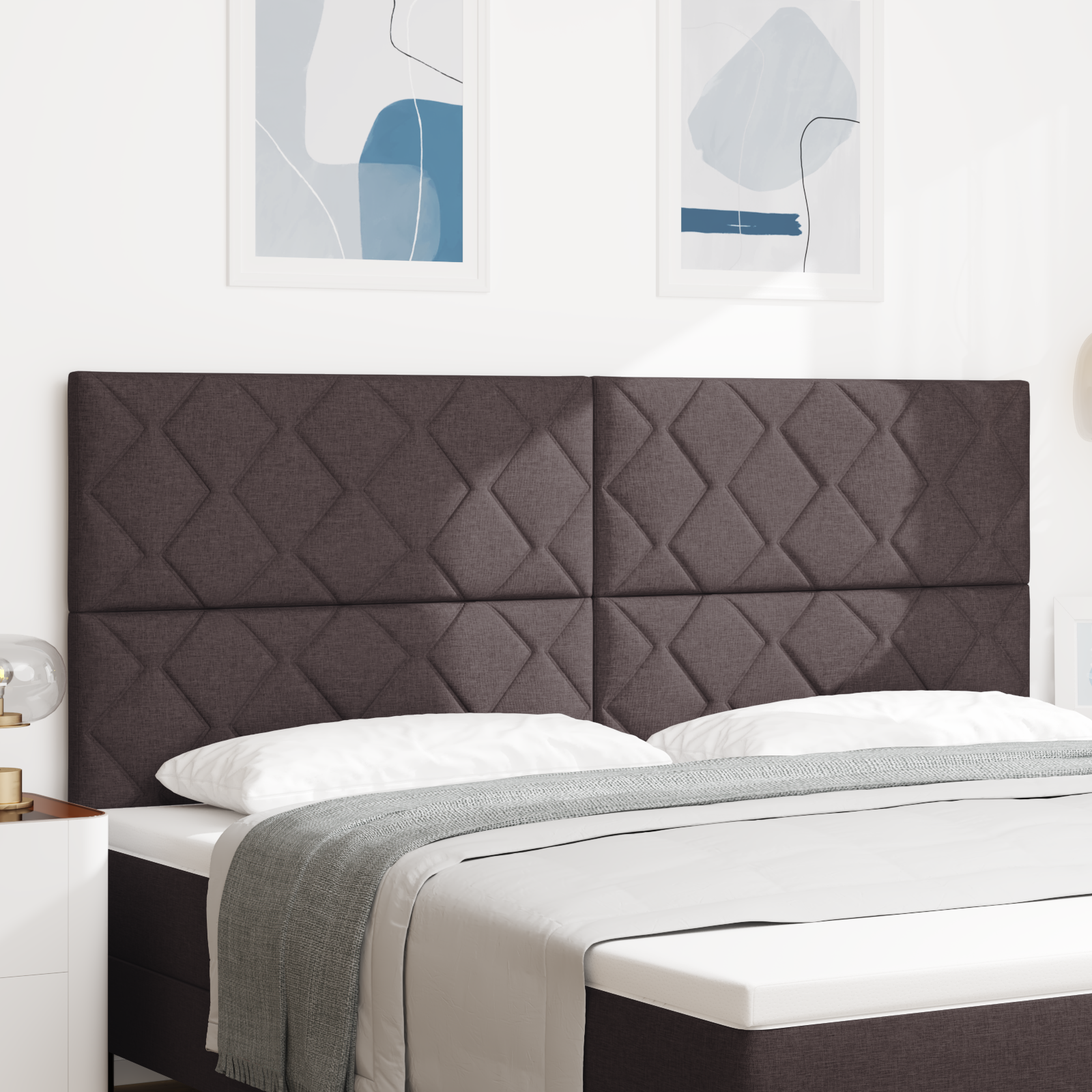 Tablă LED vidaXL Design Blocuri de Diamante Maro închis 200 cm Tapițată