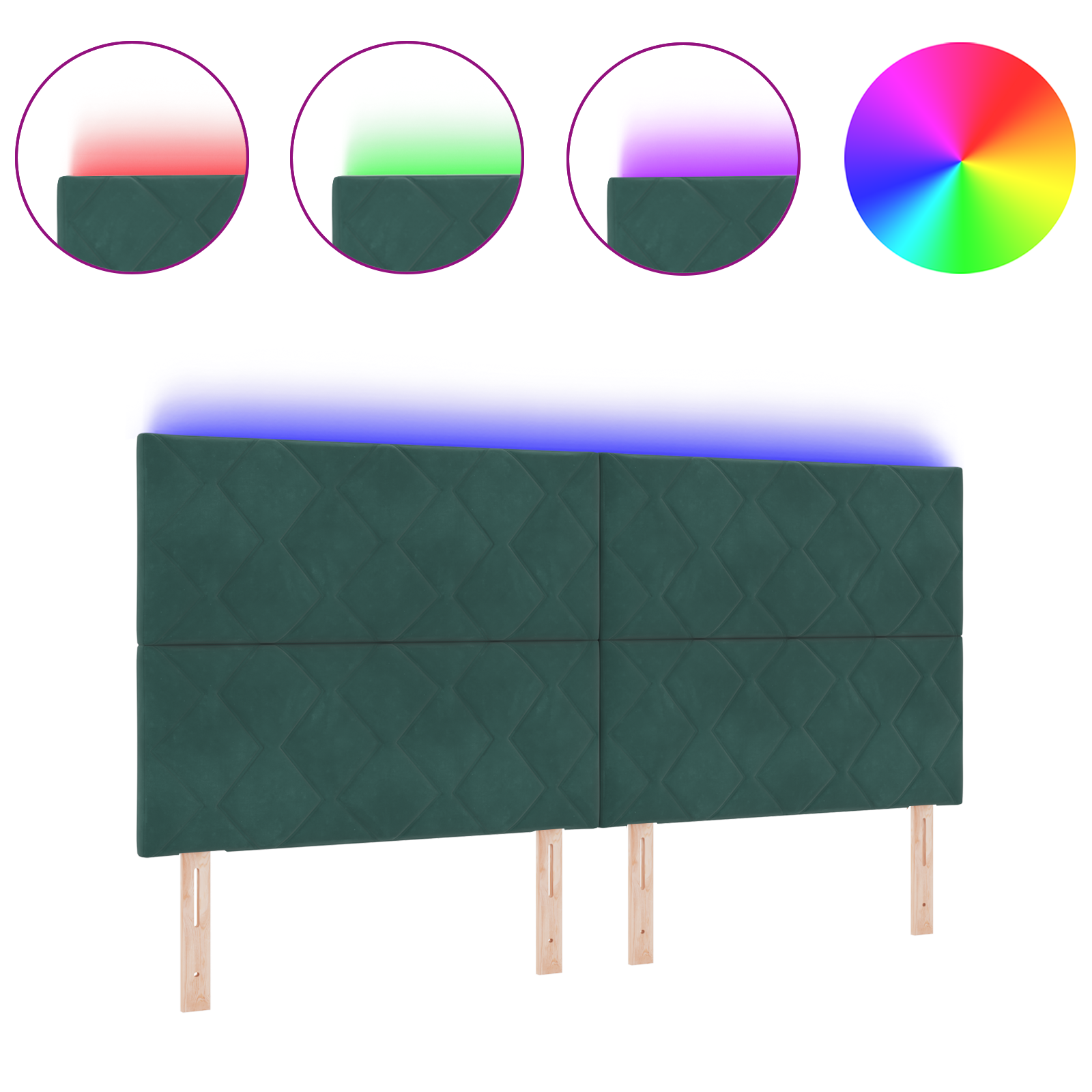 vidaXL Tăblie LED cu headboard Verde închis 200 cm Piele artificială