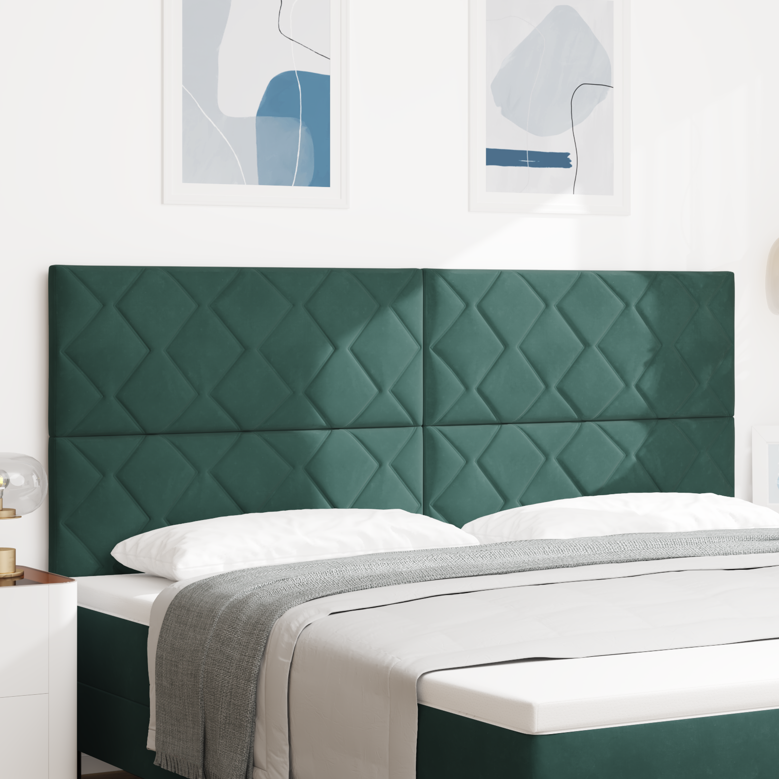 vidaXL Tăblie LED cu headboard Verde închis 200 cm Piele artificială