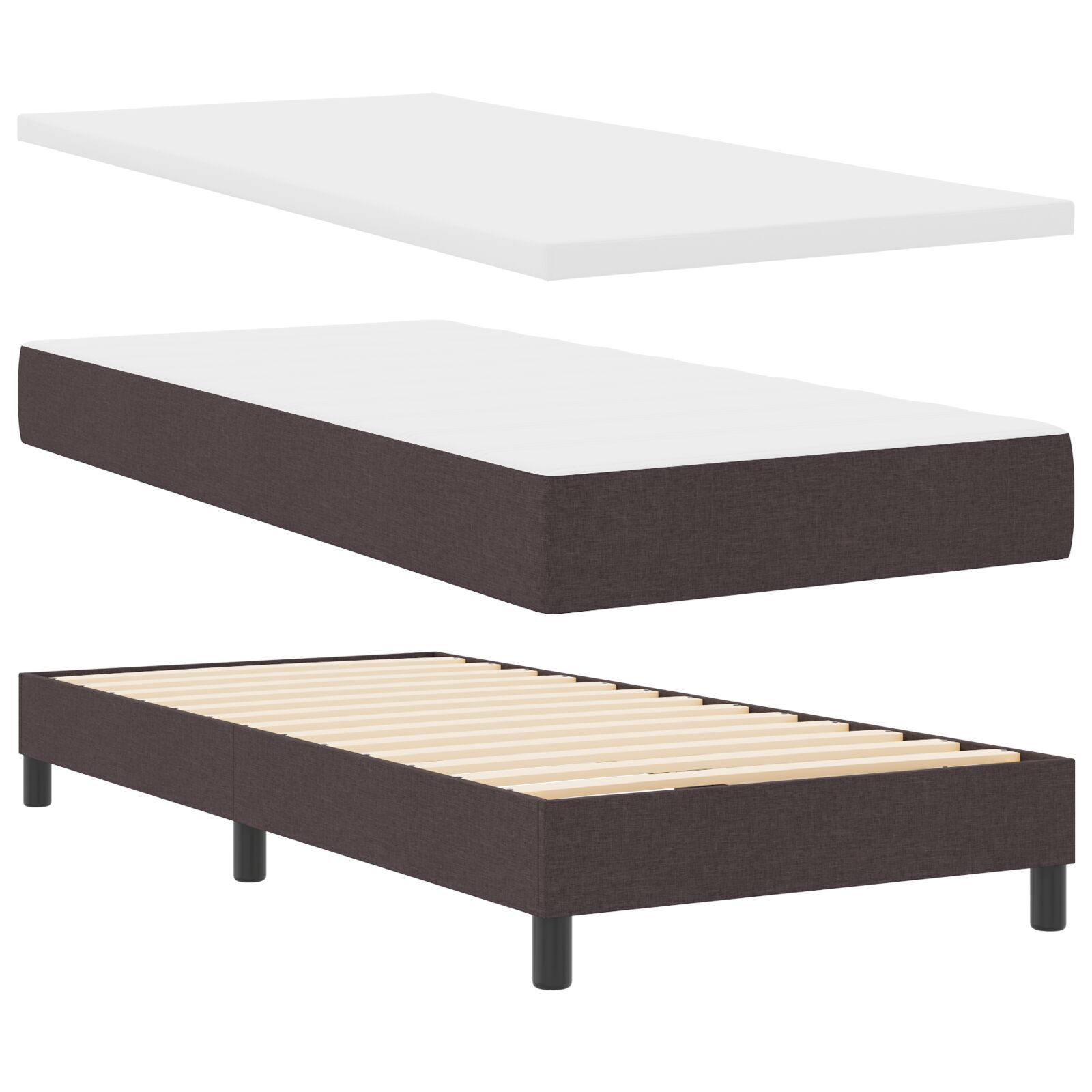 vidaXL Pat boxspring cu saltea Maro închis 80 x 200 cm țesătură