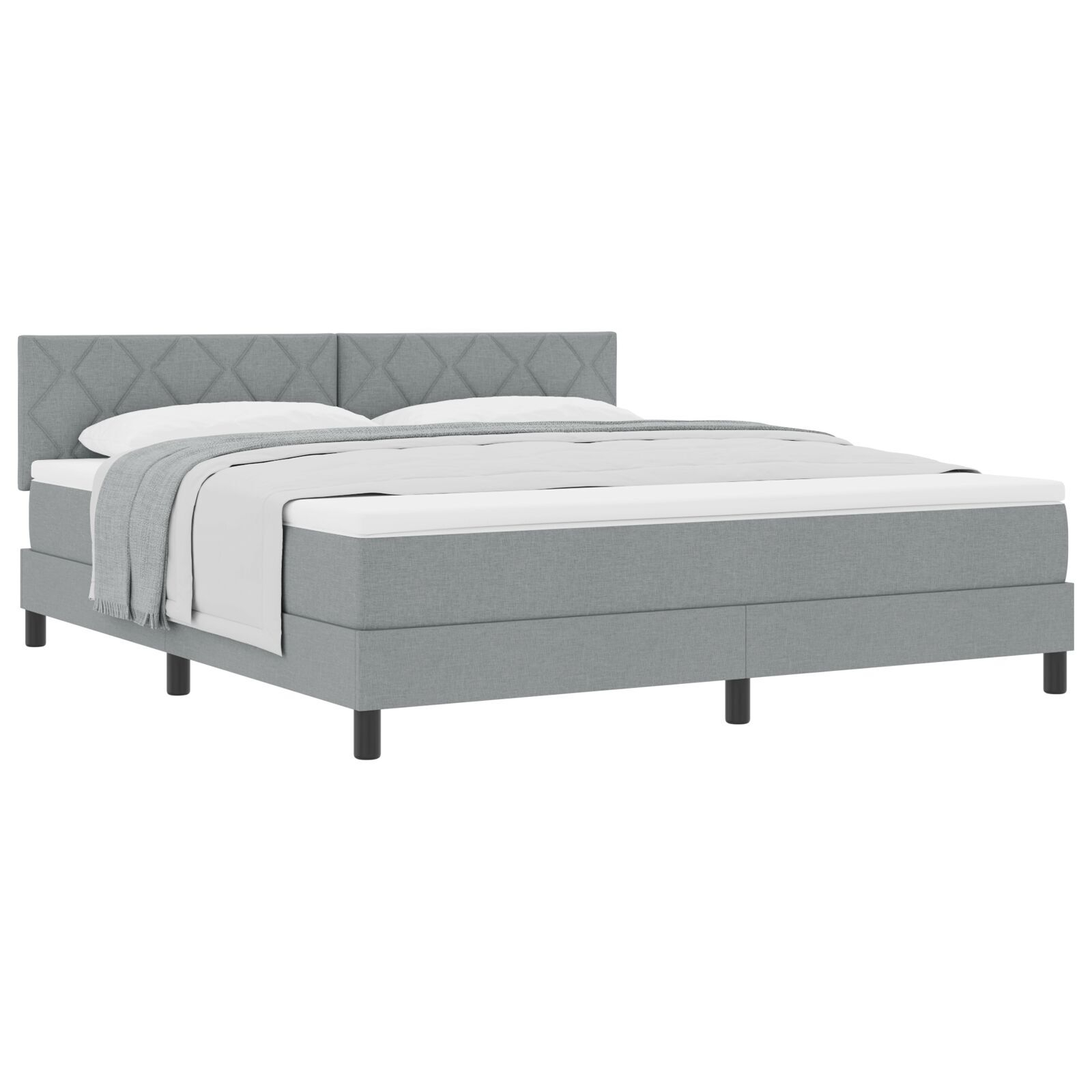 vidaXL Pat boxspring cu saltea Gri deschis 180 x 200 cm țesătură vidaXL Pat boxspring cu saltea Gri deschis 180 x 200 cm țesătură