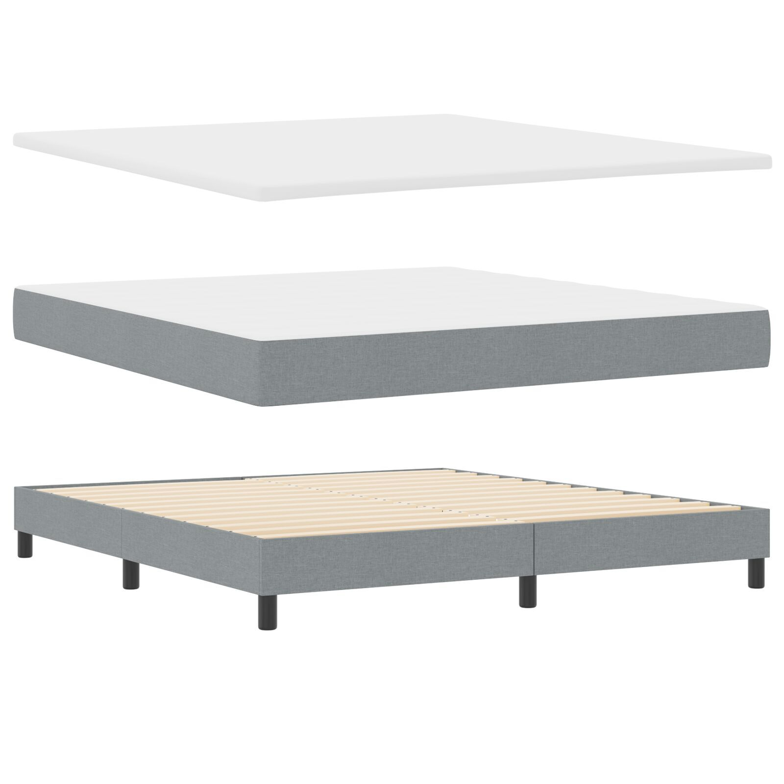 vidaXL Pat boxspring cu saltea Gri deschis 180 x 200 cm țesătură vidaXL Pat boxspring cu saltea Gri deschis 180 x 200 cm țesătură