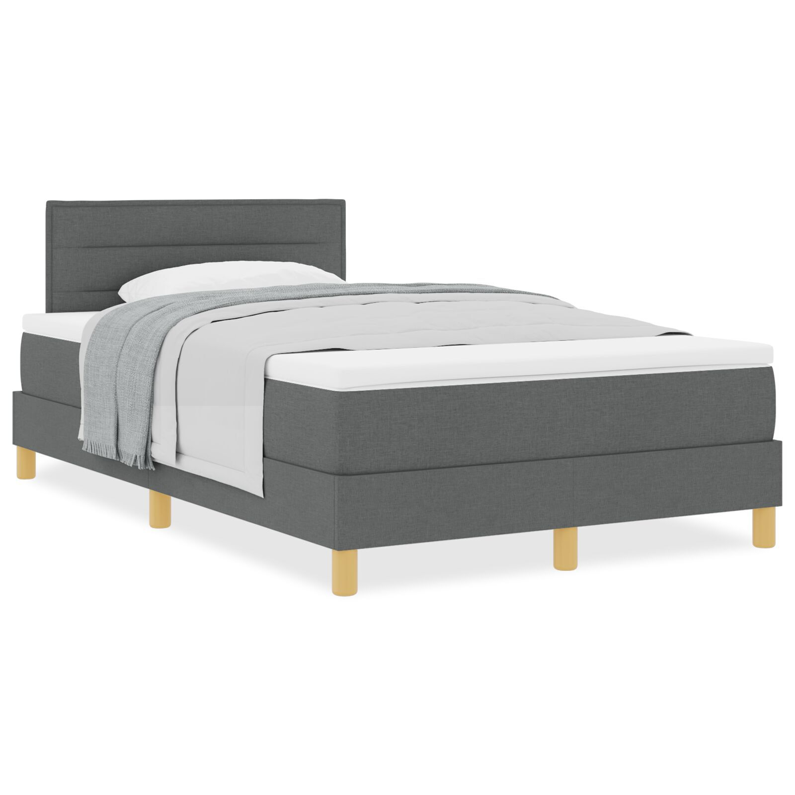 vidaXL Pat boxspring cu saltea Gri închis 120 x 190 cm țesătură
