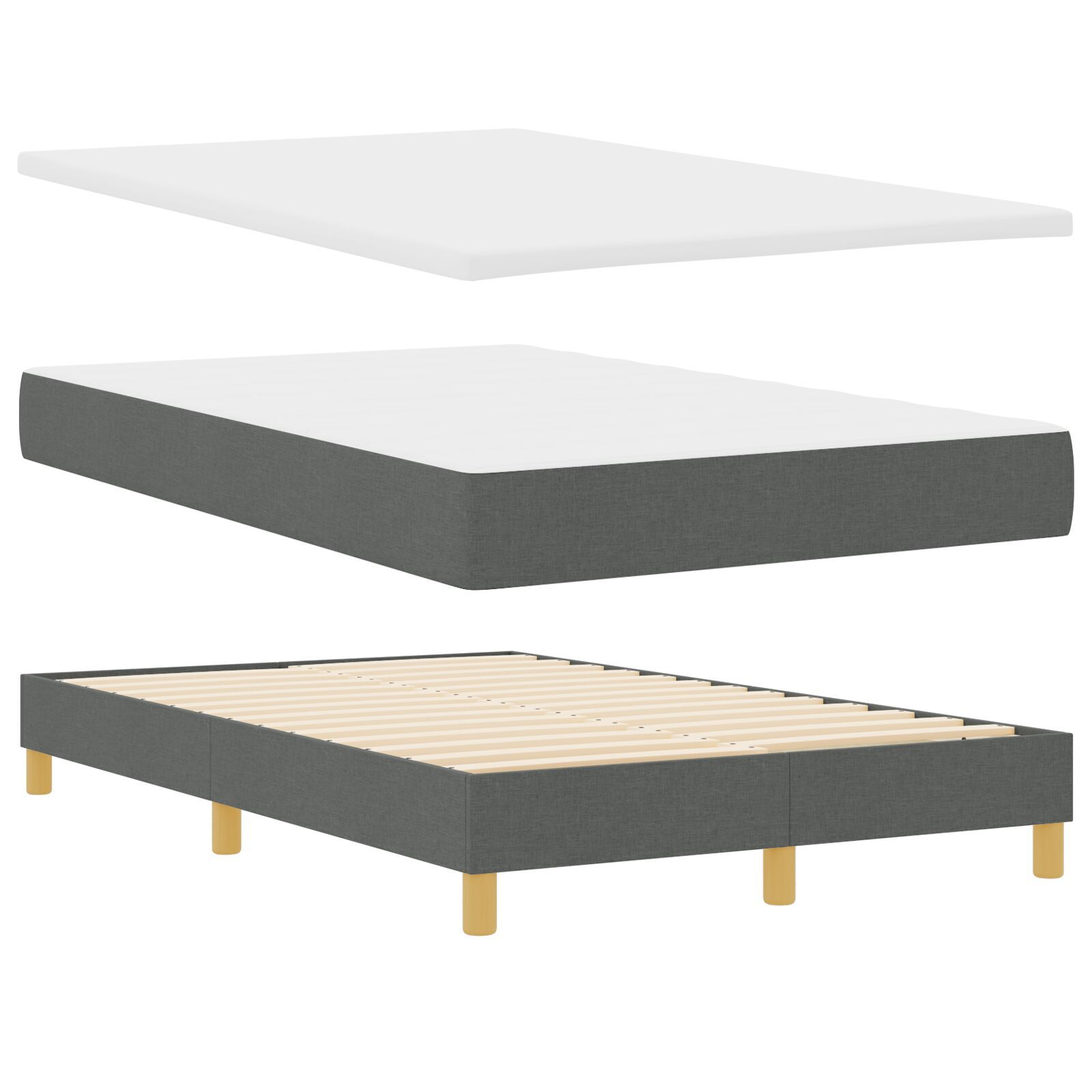 vidaXL Pat boxspring cu saltea Gri închis 120 x 190 cm țesătură