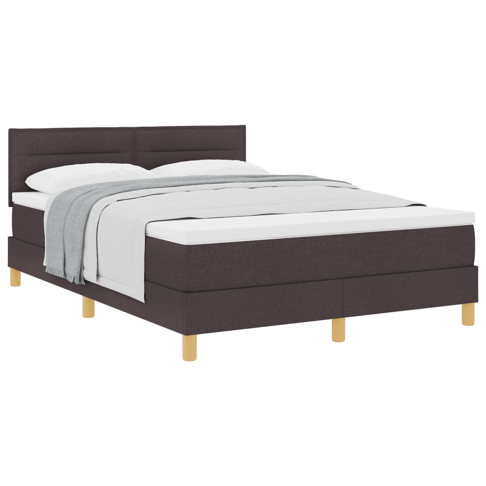 vidaXL Pat boxspring cu saltea Maro închis 160 x 200 cm țesătură