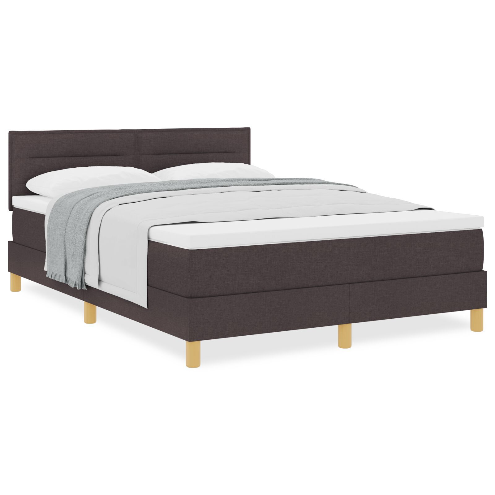 vidaXL Pat boxspring cu saltea Maro închis 160 x 200 cm țesătură