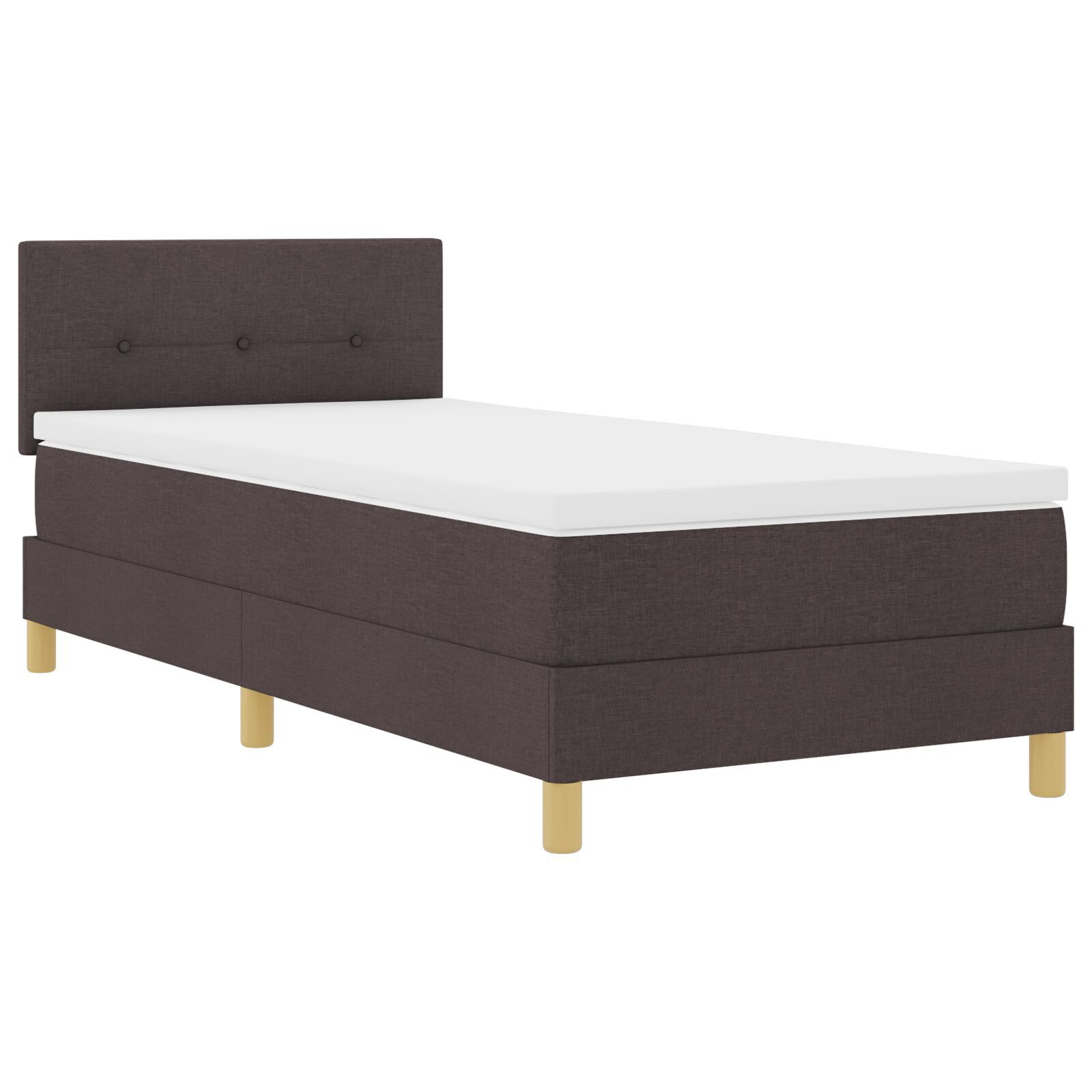 vidaXL Pat boxspring cu saltea Maro închis 90 x 200 cm țesătură